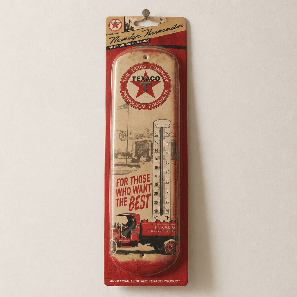 Texaco Nostalgic Tin Metal Thermometer Vintage Style