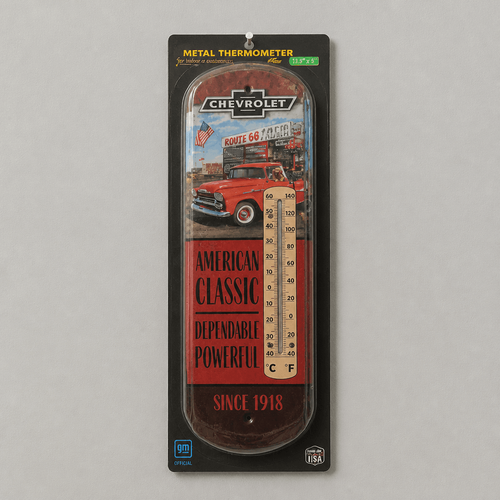 Chevrolet Metal Thermometer Route 66 Design 13.5" x 5"