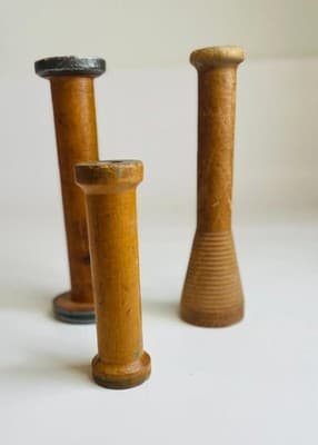 Vintage Wooden Spools Industrial Sewing Primitive Decor-Set Of 3