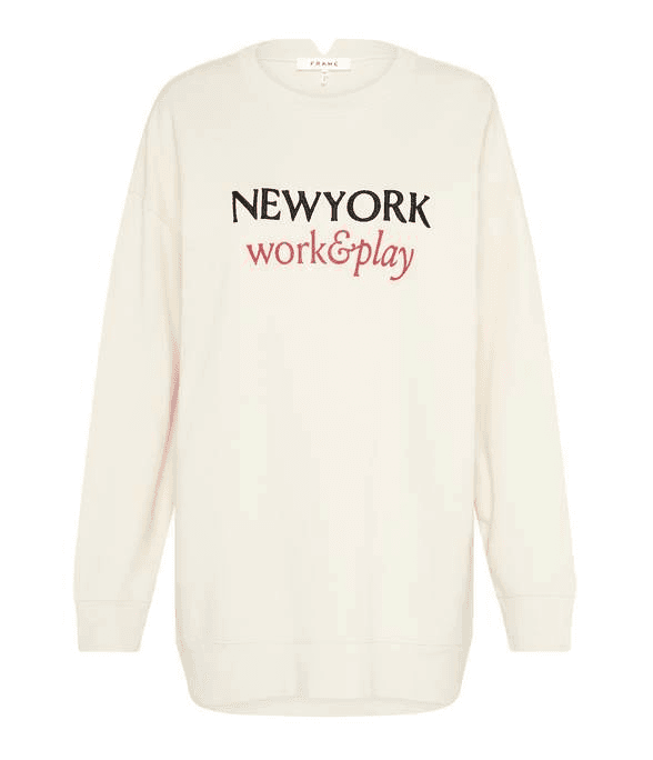 FRAME "New York, Work & Play" Oversized Sweatshirt White X-Small $208 Retail