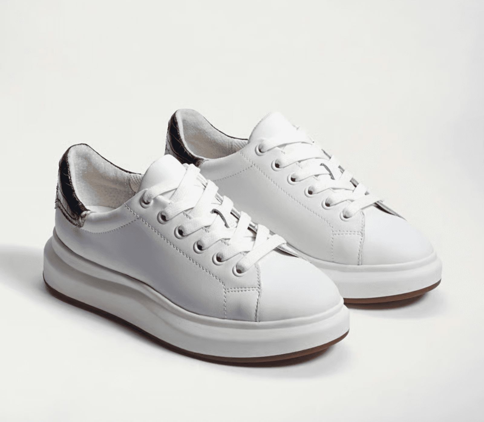 Sam Edelman Moxie Lace Up Sneaker White Leather/Black Croc Womens 7