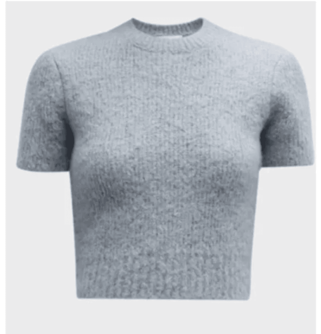 FRAME Women's Crewneck Sweater XS Fitted Short Sleeve Cropped Chambray Blue $395