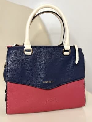 Colorblock Mini Bag by Fiorelli Top Handle Style Red/White/Navy Vegan Leather
