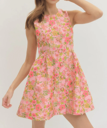 Entro Floral A-Line Mini Dress Embroidered Pink Women Size S NWT $74 MSRP