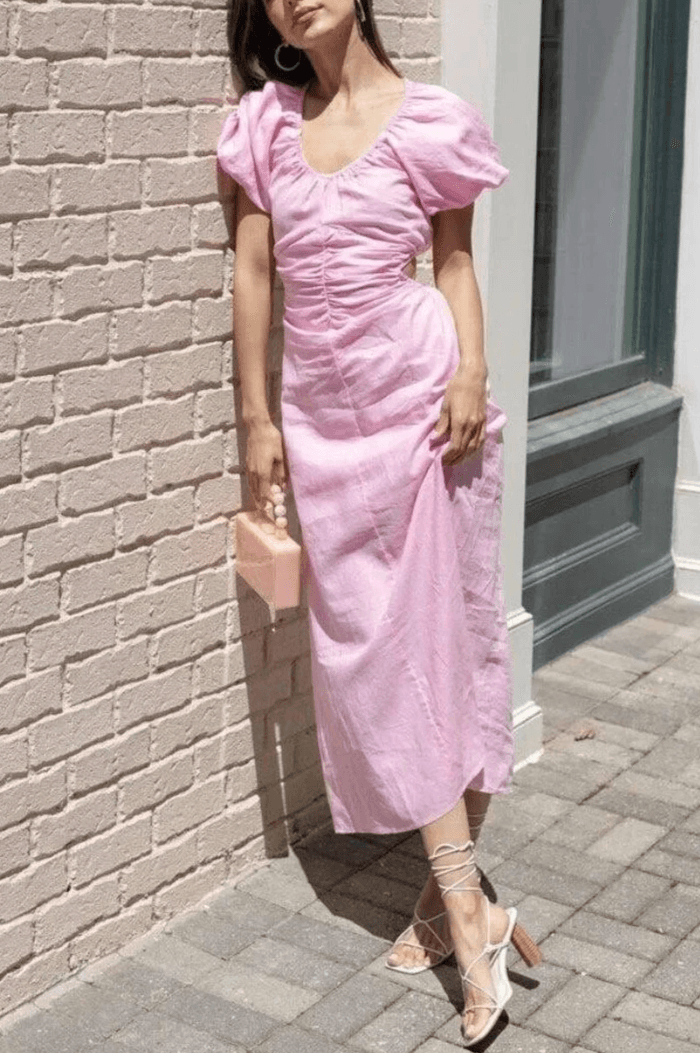 Women's Cutout Linen Blend Maxi Dress by Sanctuary Pink Size X-Small NWOT $129