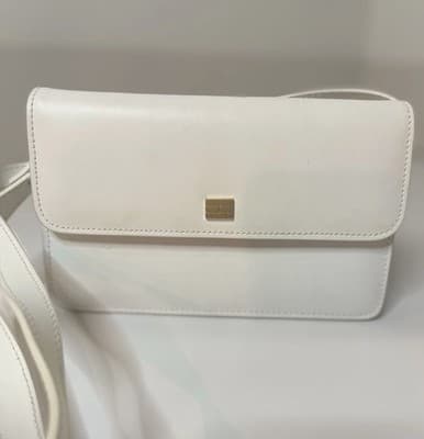 Frame Le Signature Mini Compact Leather Crossbody Bag - White - Made In Italy