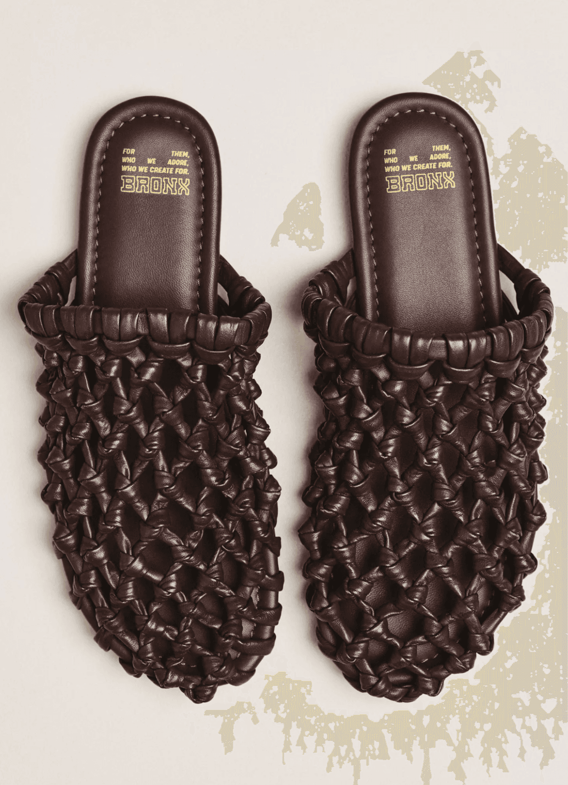 Bronx Women's Leather Woven Mule Flats Ann-aya Coffee Brown Size 37