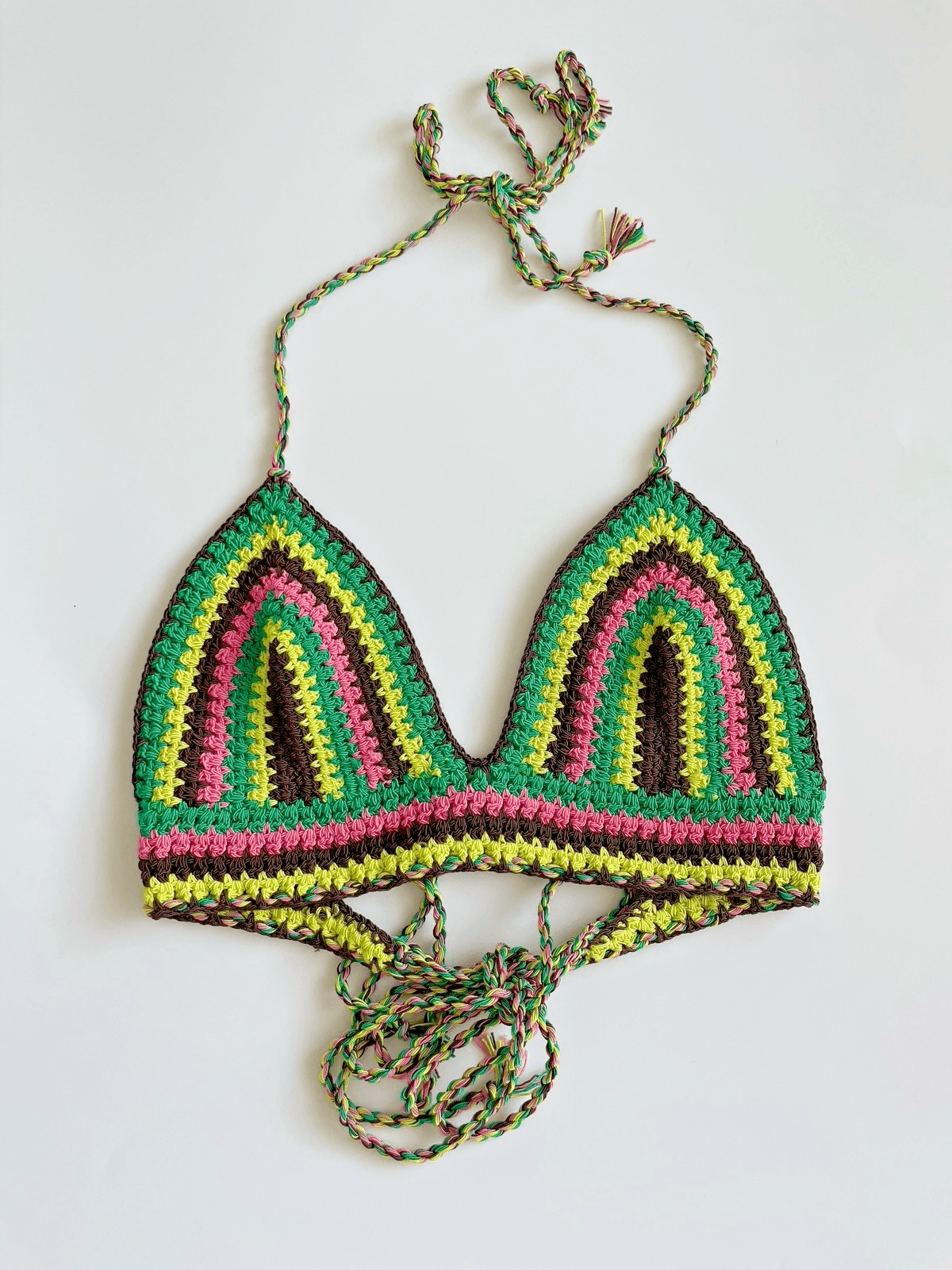 FRAME Women's Bikini Top Small by Julia Sarr-Jamois Multicolor Crochet Triangle