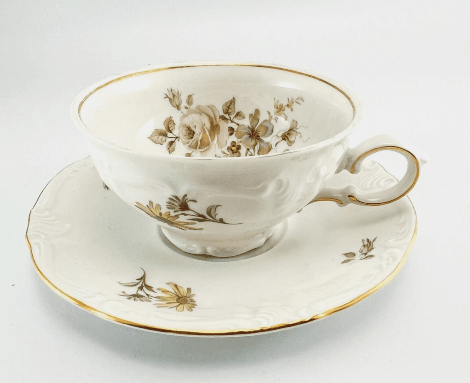 Winterling Bavaria Empress Tea Cup & Saucer Set - Floral Porcelain w/ Gold Trim