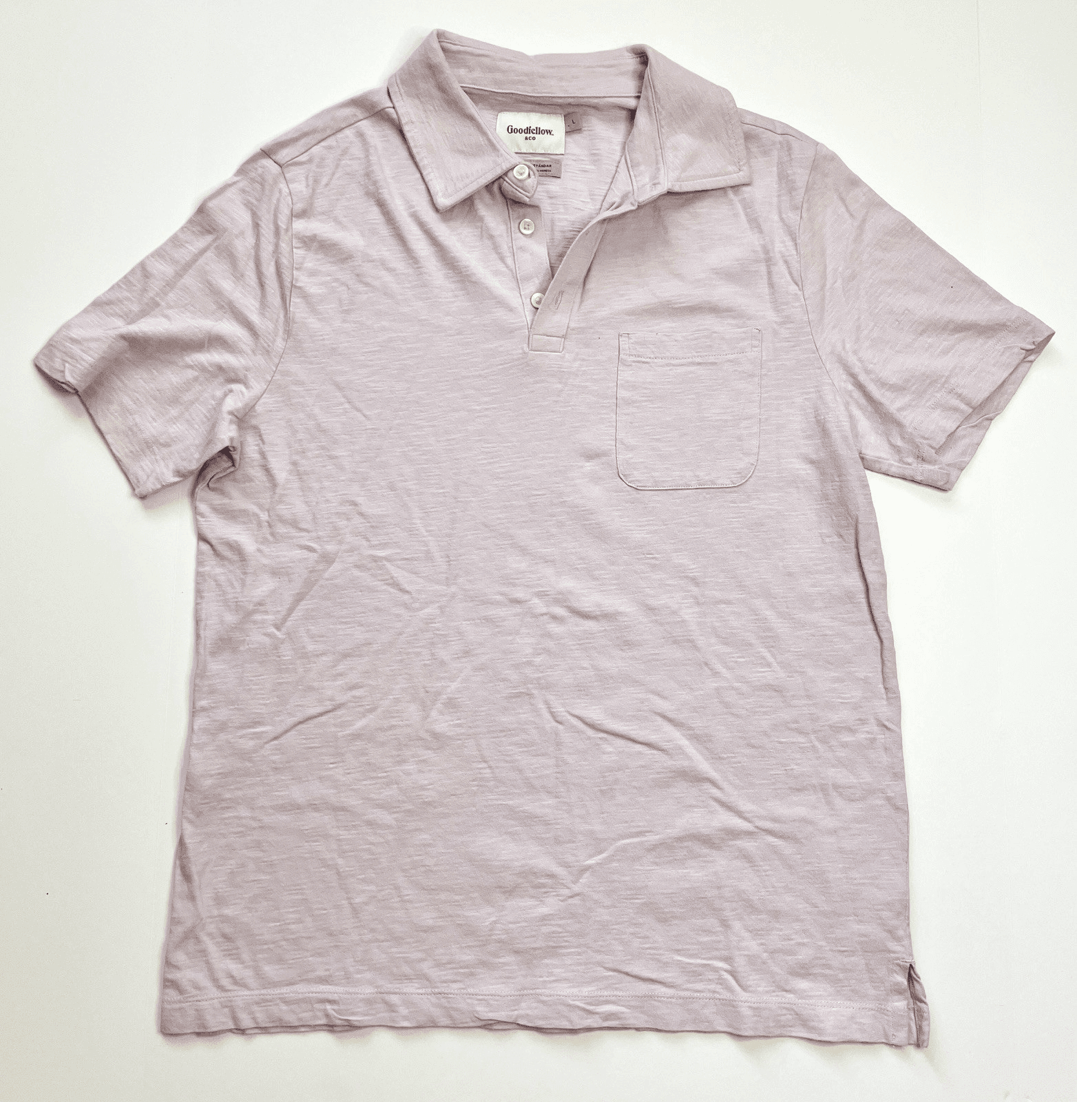 Goodfellow Mens SS Polo Shirt w/ Pocket Crystal Violet Size L
