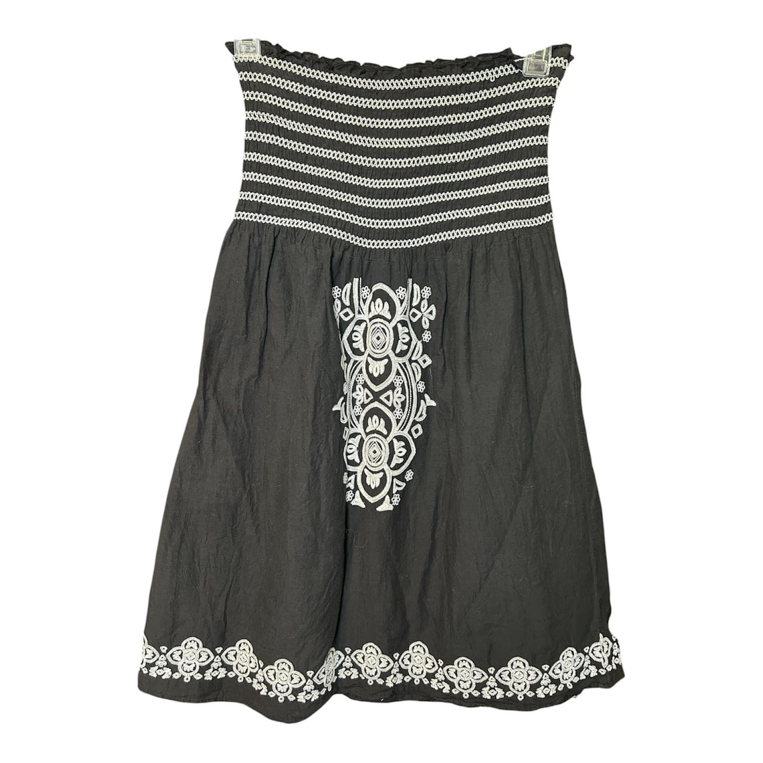 Raviya Black Strapless Dress M Embroidered Boho
