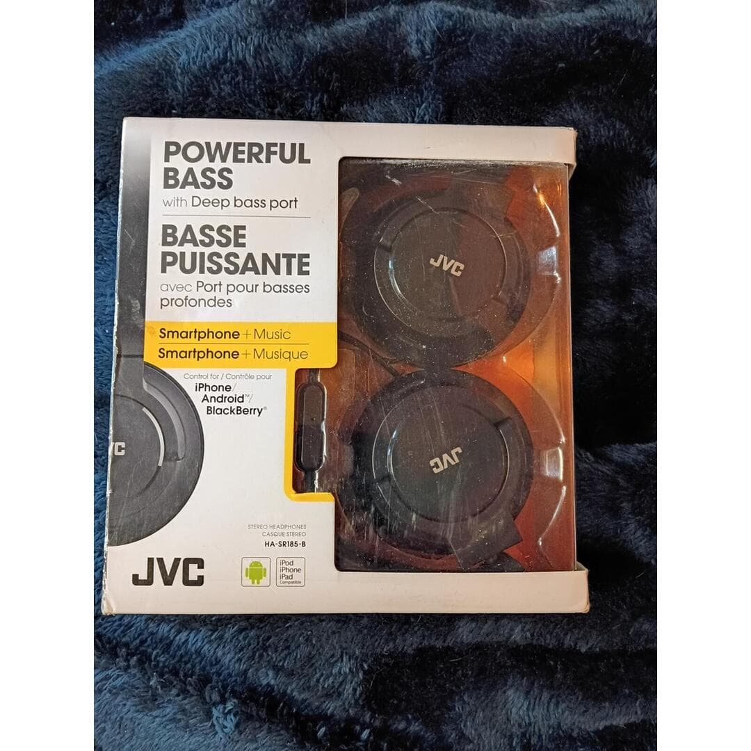 JVC HA-SR185-B Powerful Bass Stereo Headphones with Deep Bass Port