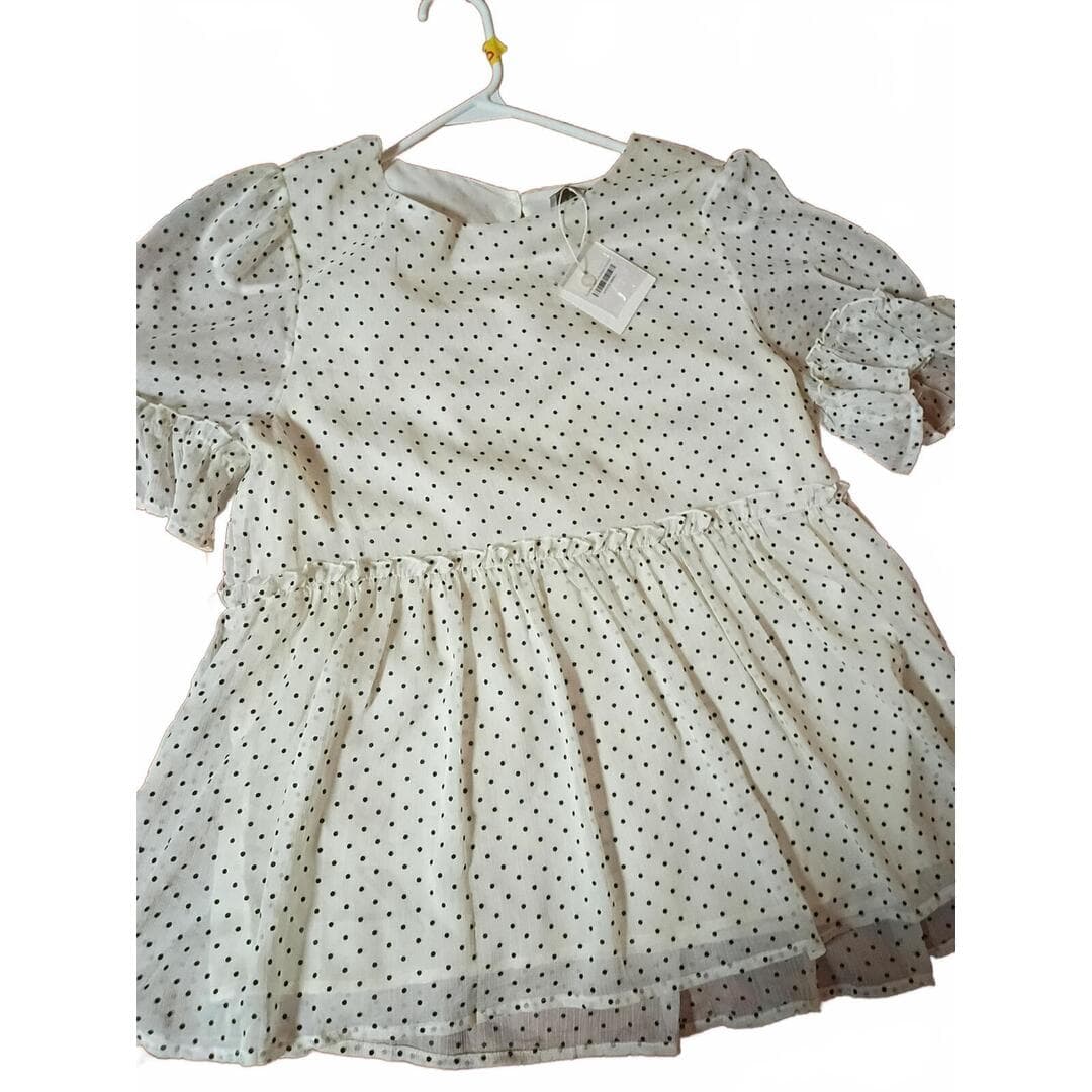 Hayden Los Angeles White Polka Dot Peplum Top Small