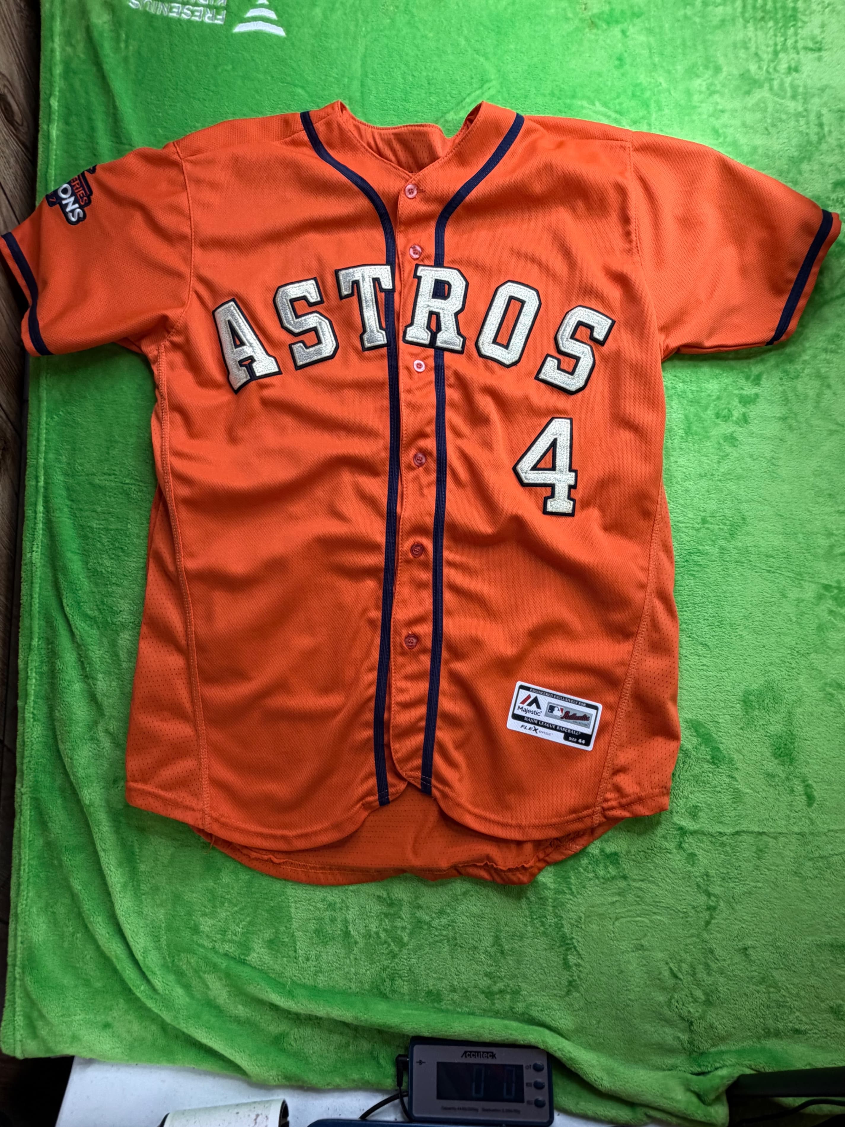 Majestic Houston Astros Springer #4 Orange FlexBase Auth Jersey Sz 44 WS