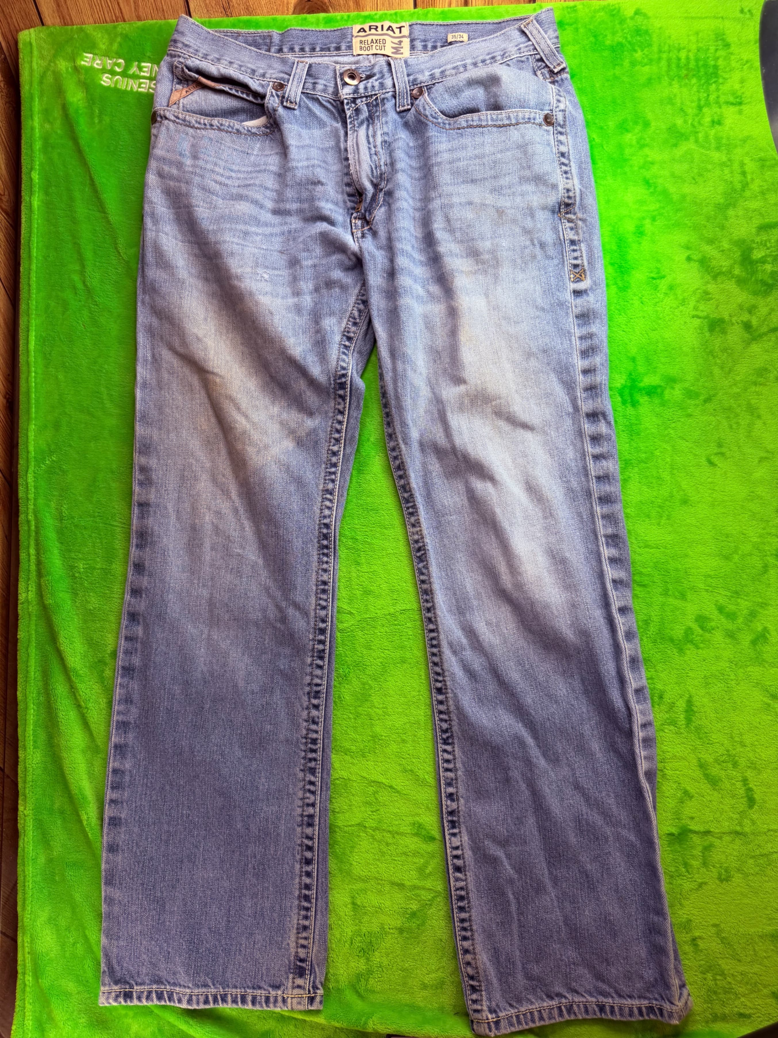 Ariat M4 Relaxed Boot Cut Jeans Mens 35x34 Light Wash Denim Western
