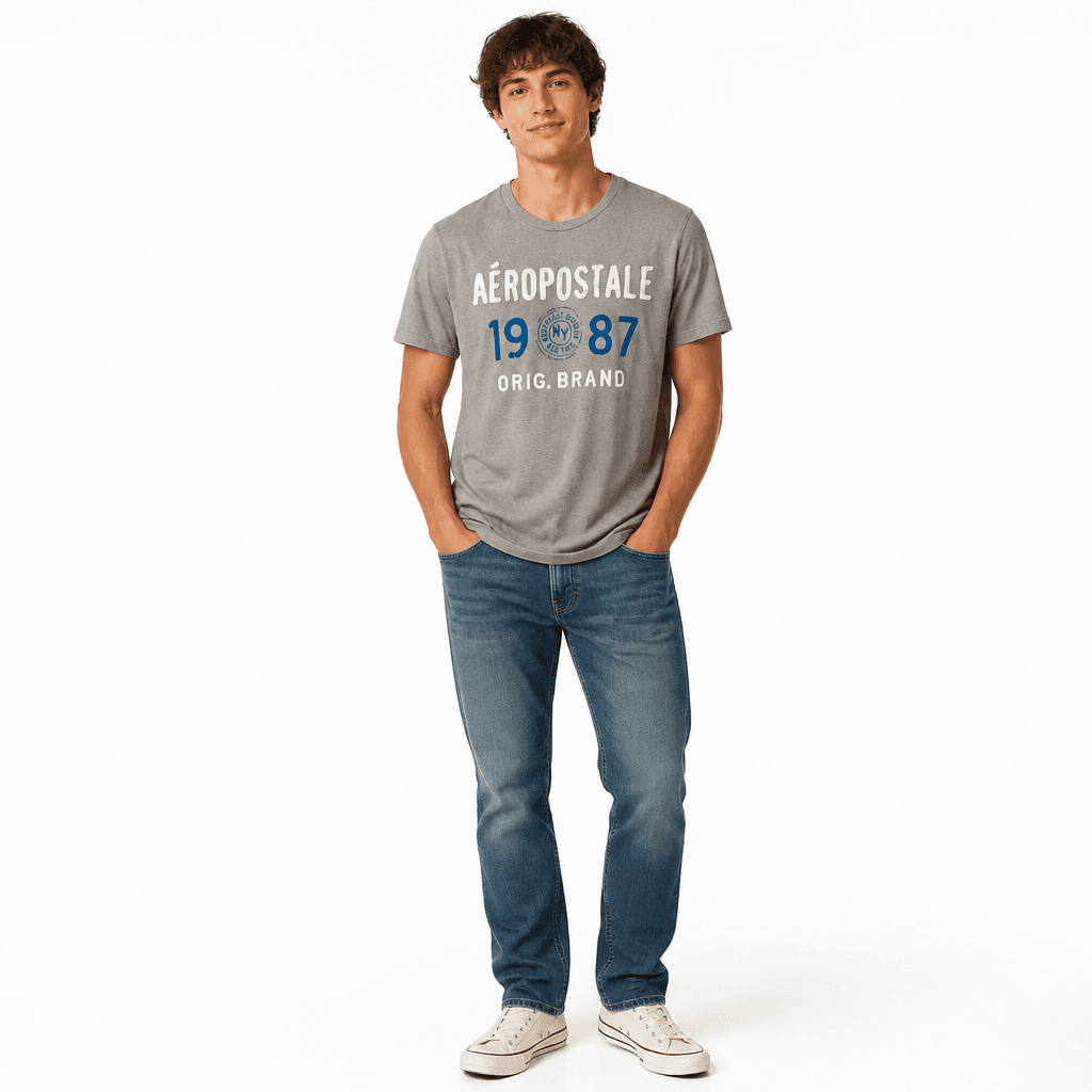 Aeropostale Men's Graphic T-Shirt XL Grey