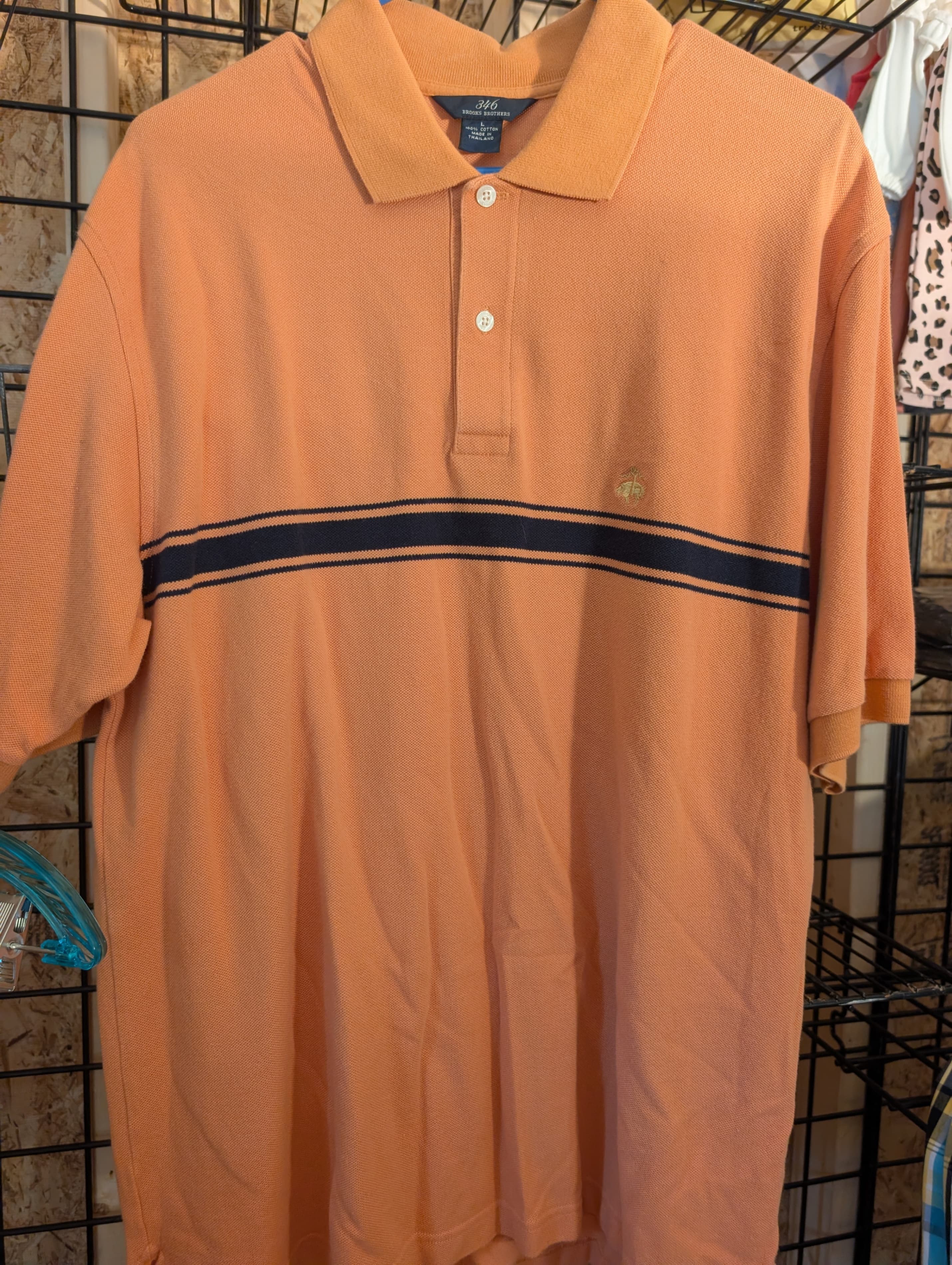 Brooks Brothers 346 Polo Shirt L Orange Cotton