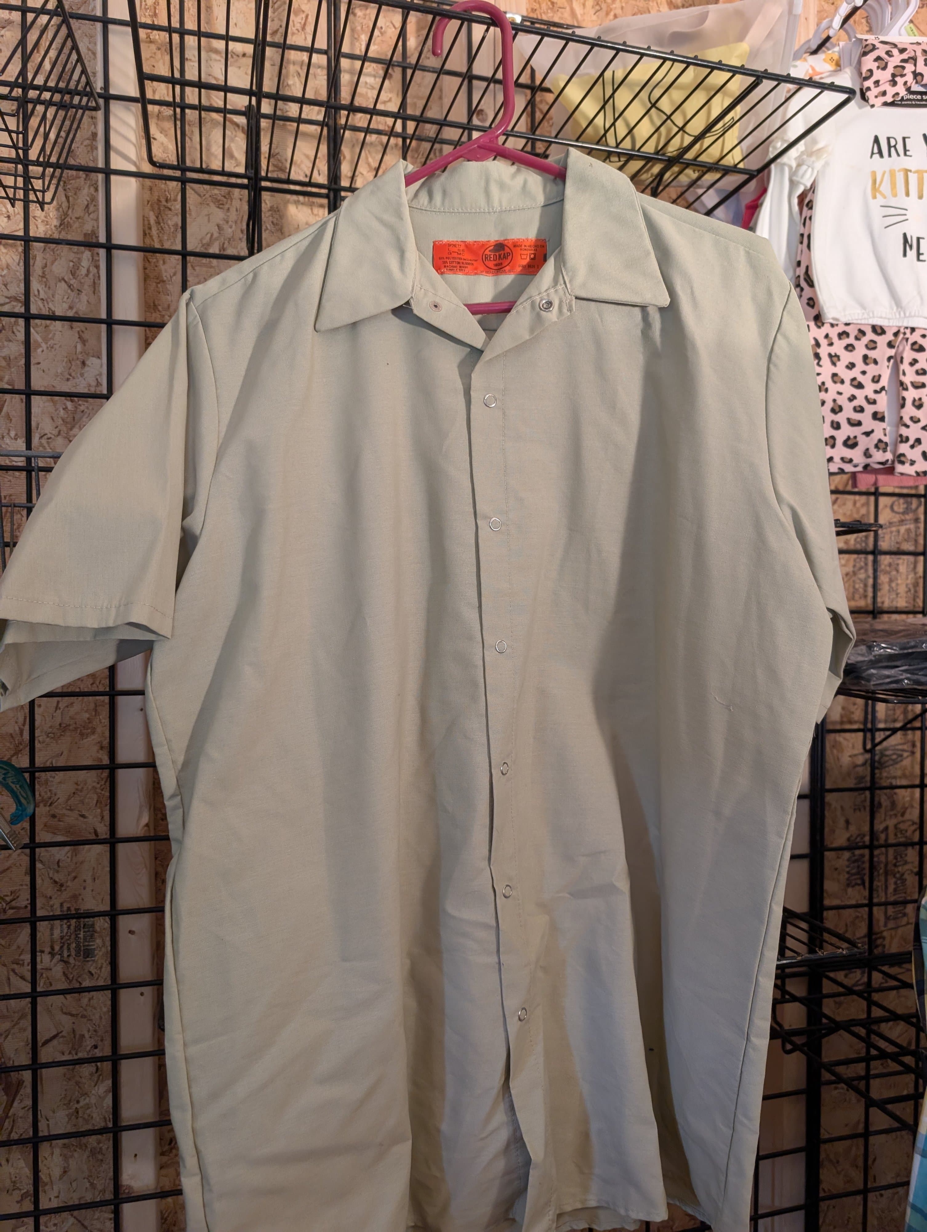 Red Kap Men's Snap Front Shirt Size L 65% Polyester 35% Cotton