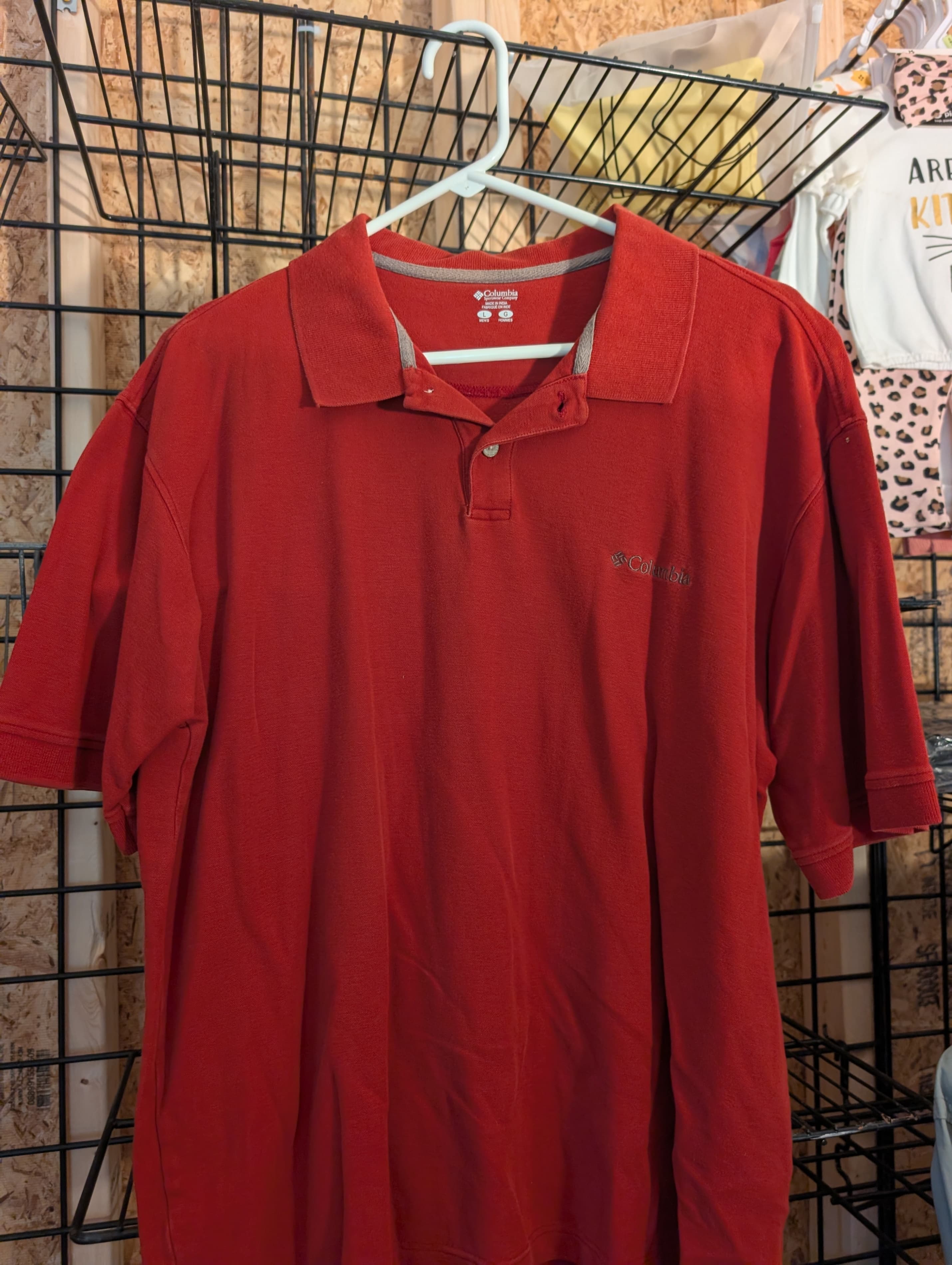 Columbia Men's Red Polo Shirt Size Large