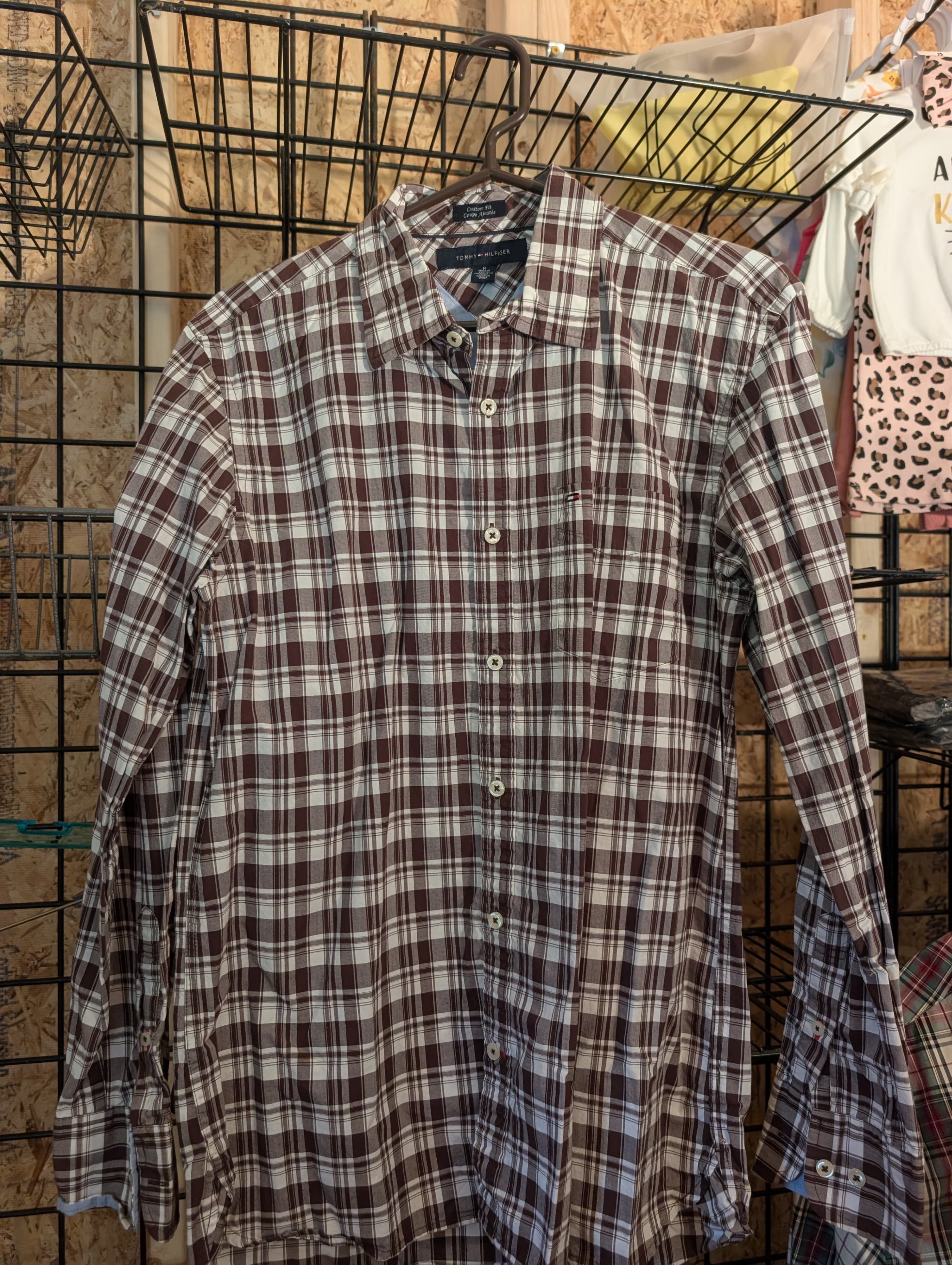 Tommy Hilfiger Men's Plaid Custom Fit Shirt Size M