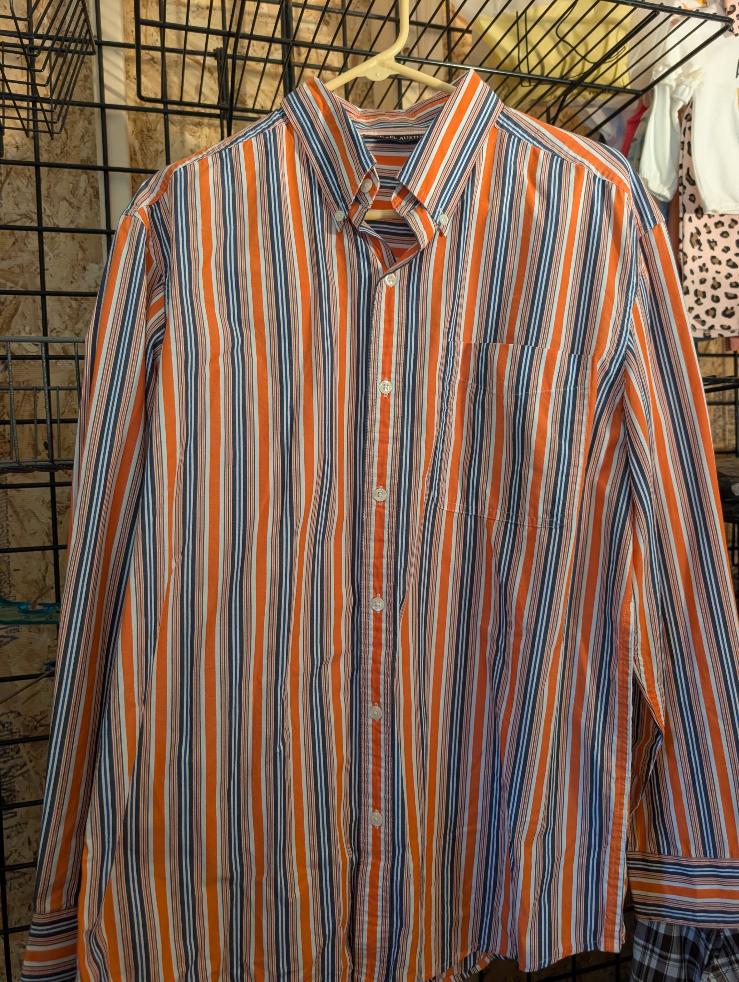 Michael Austin Striped Button-Up Shirt Size M