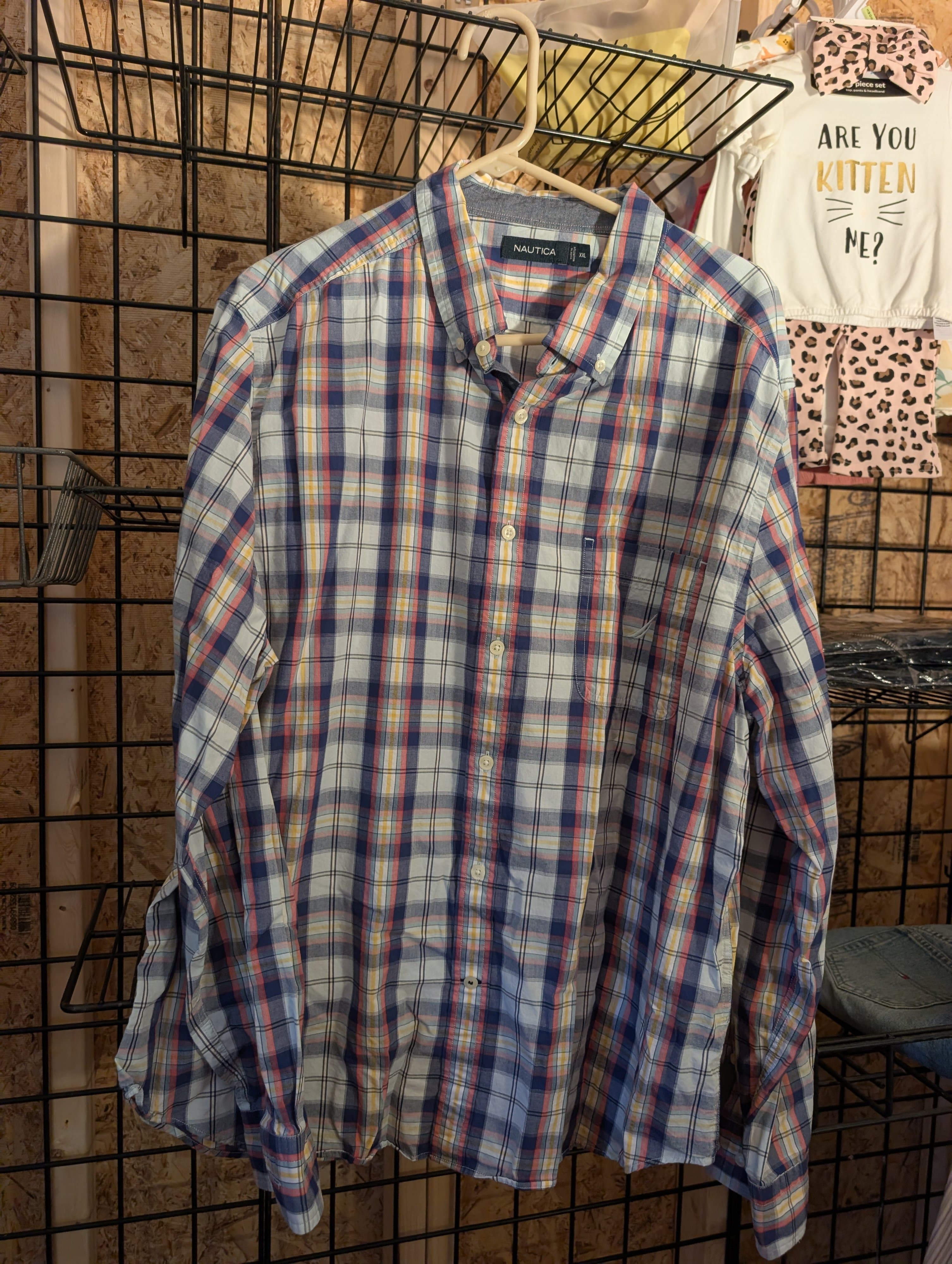 Nautica Men's Plaid Button-Down Shirt XXL