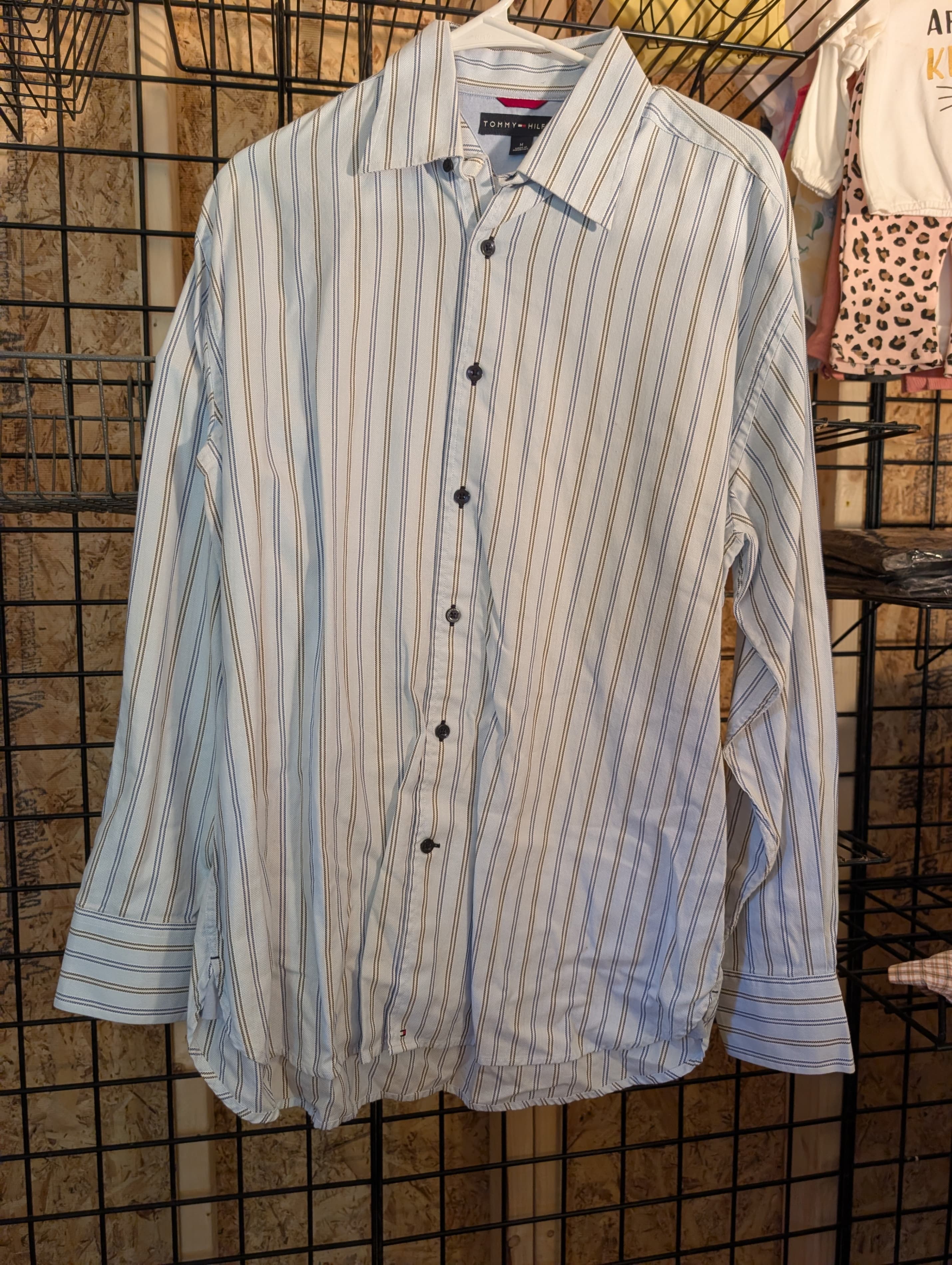 Tommy Hilfiger Men's Striped Button-Up Shirt Medium