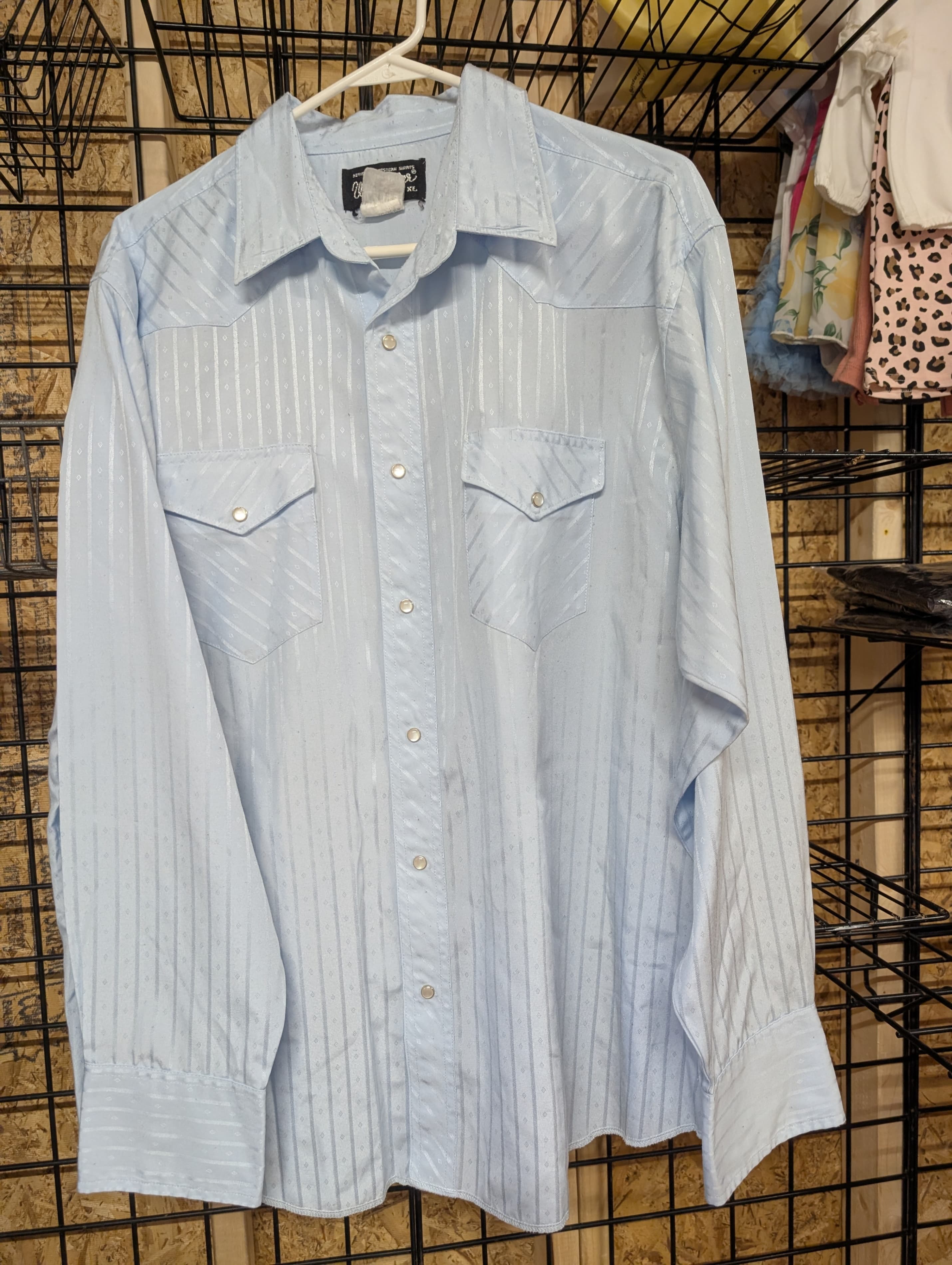 Wrangler L Western Pearl Snap Shirt Light Blue