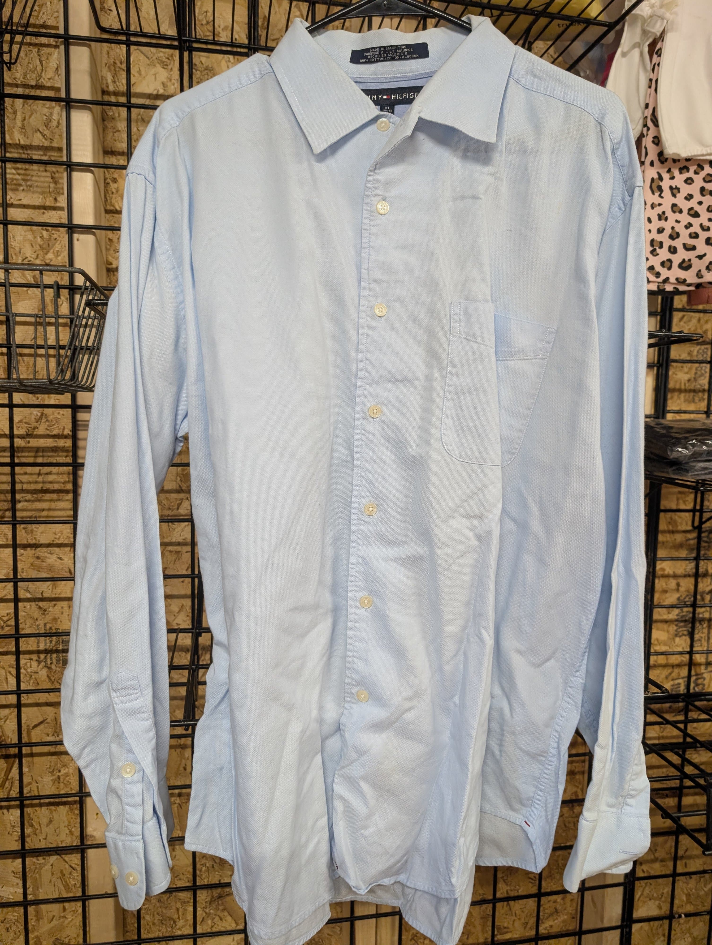 Tommy Hilfiger Men's XL Light Blue Button-Up Shirt