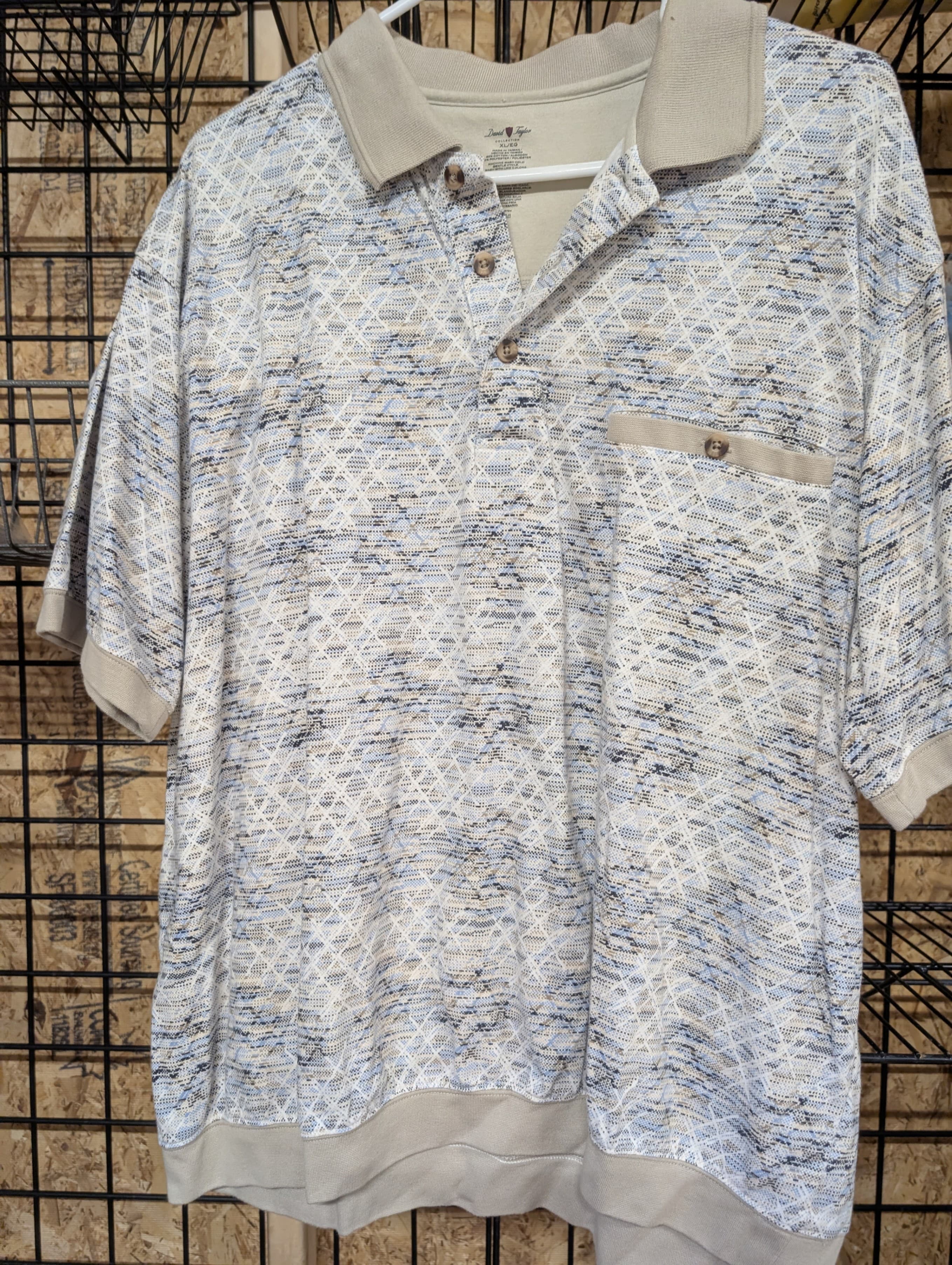 David Taylor XL Polo Shirt Geometric Pattern