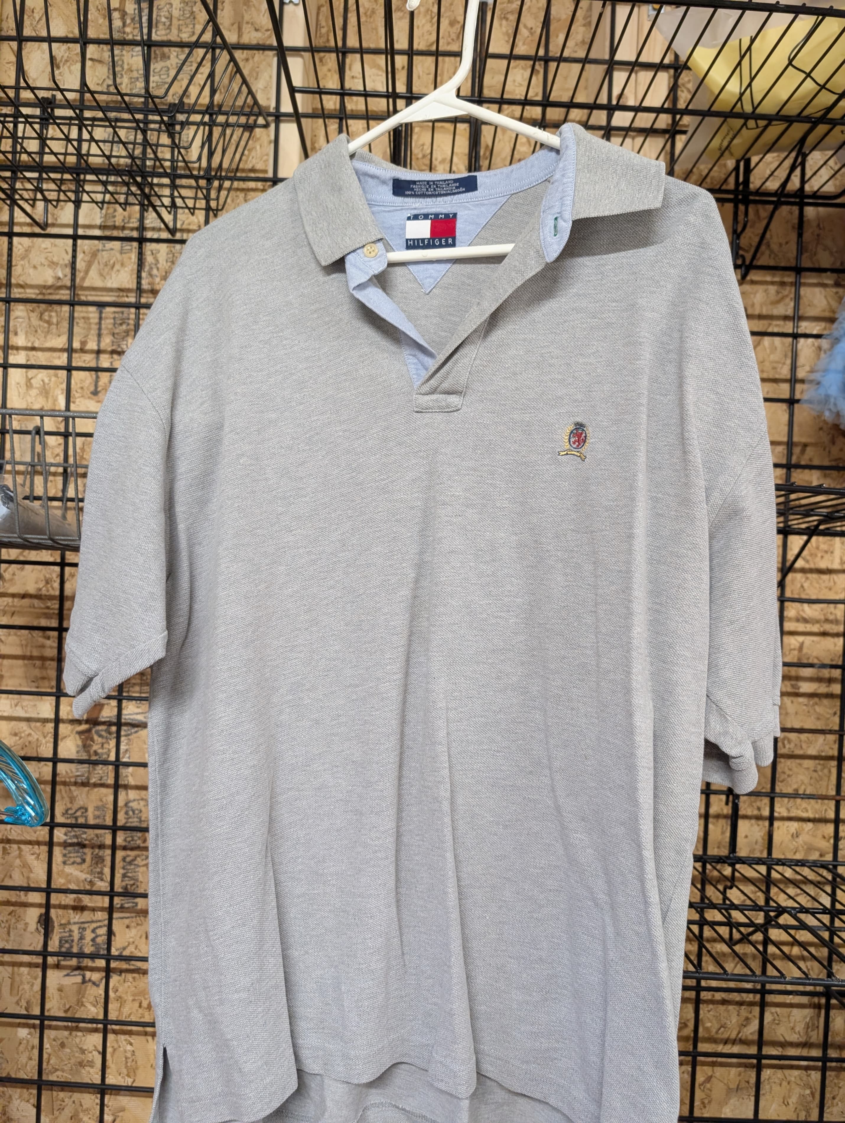Tommy Hilfiger Men's Polo Shirt XL Gray 100% Cotton