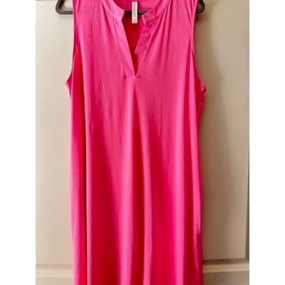 Dear Scarlett Hot Pink Sleeveless V Neck Midi Dress Women's XL