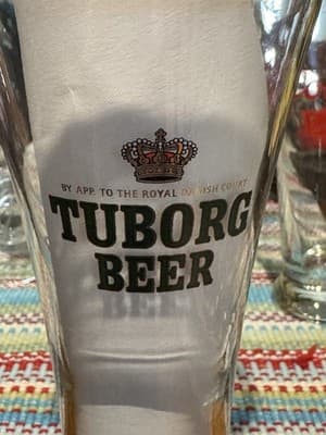 Vintage Tuborg Beer Gold Rim Pilsner Glass, By app To The Royal Danish Court