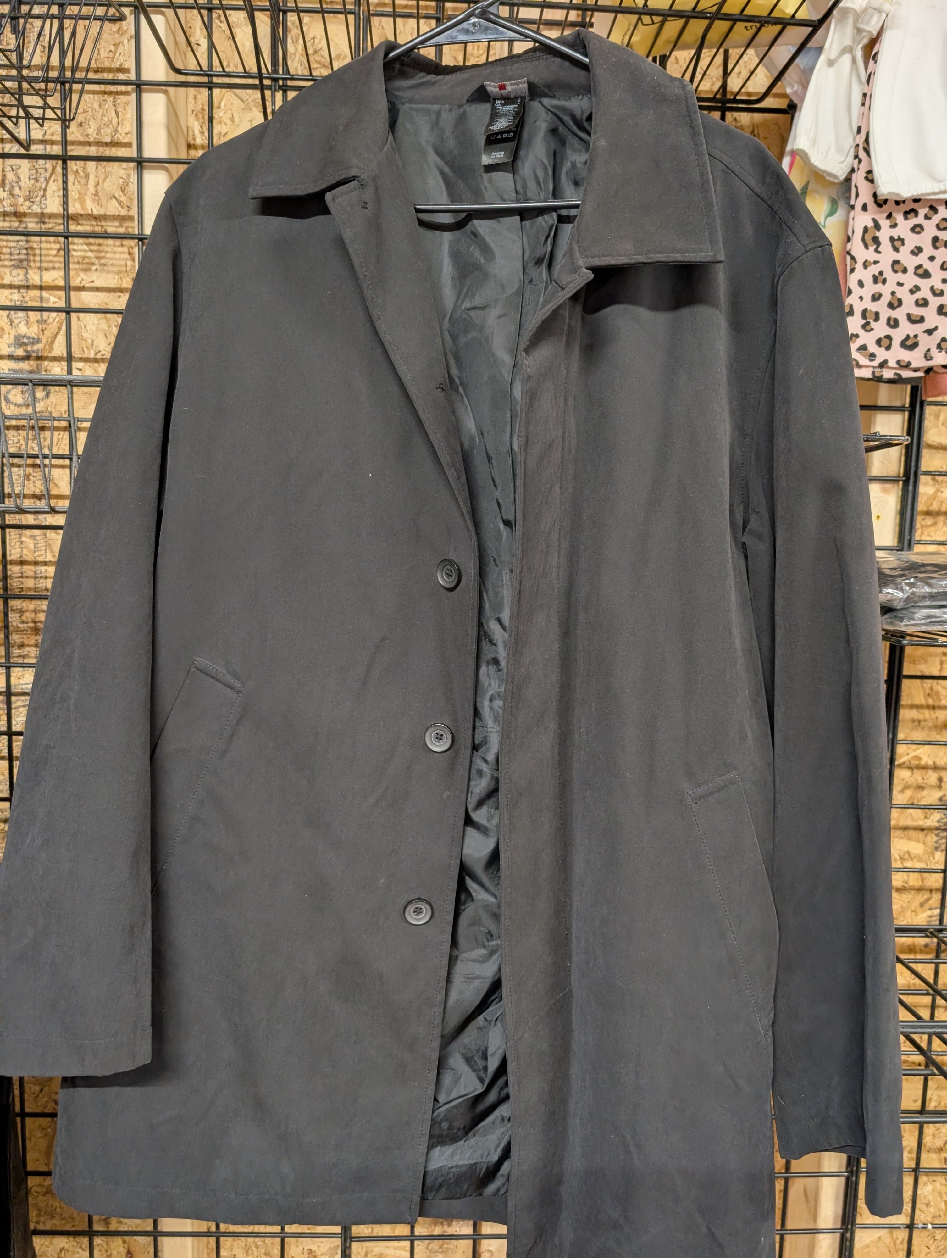 H&M Men's Black Overcoat Size L