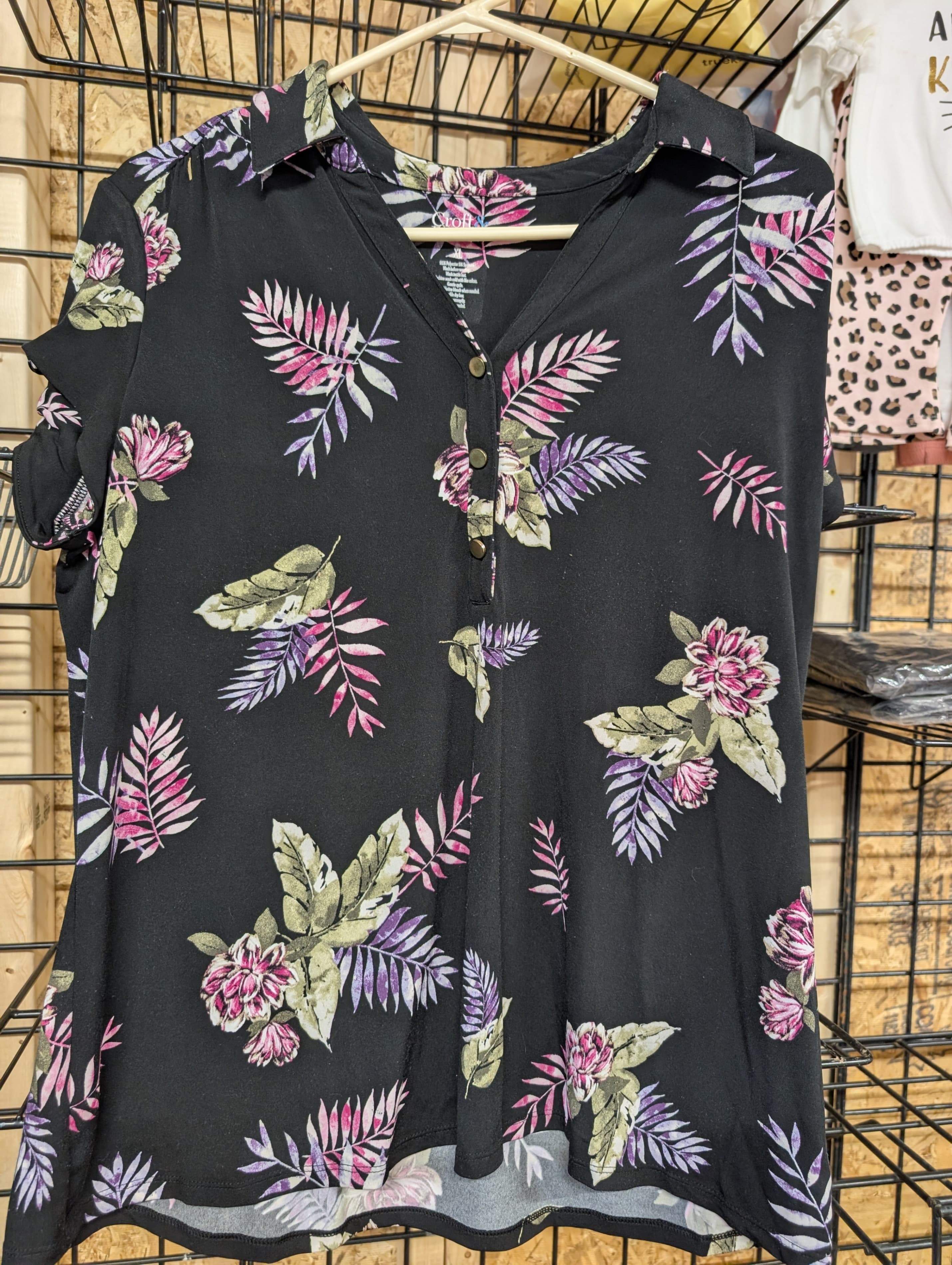 Croft & Barrow Floral Button-Up Blouse Size XL