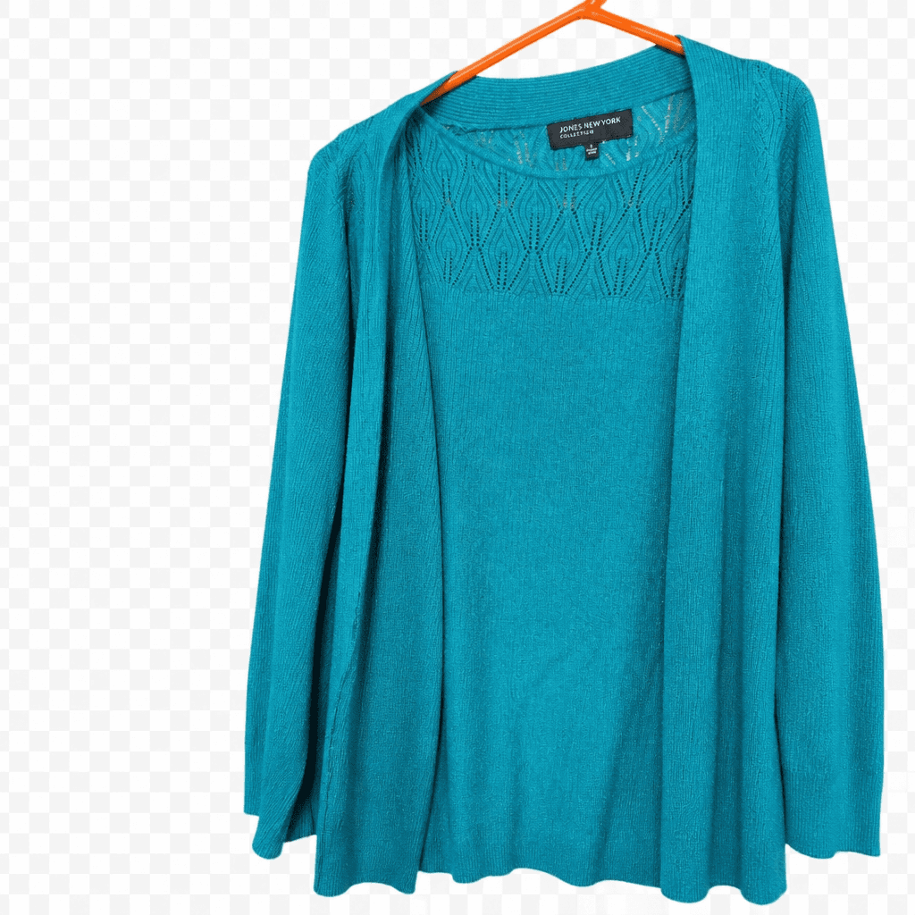 Jones New York Collection Teal Cardigan Sweater L