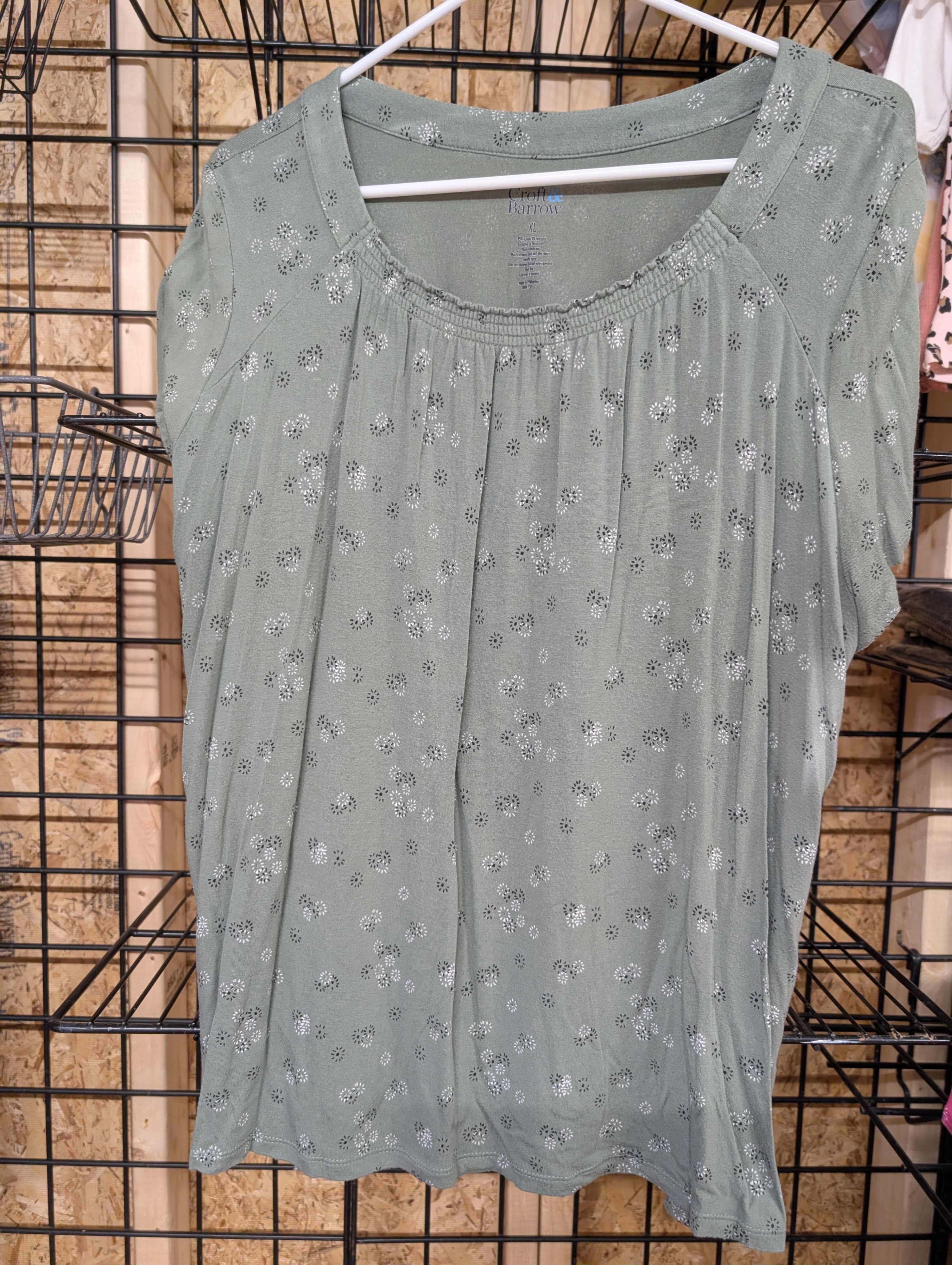 Croft & Barrow XL Floral Top Green Rayon Blend