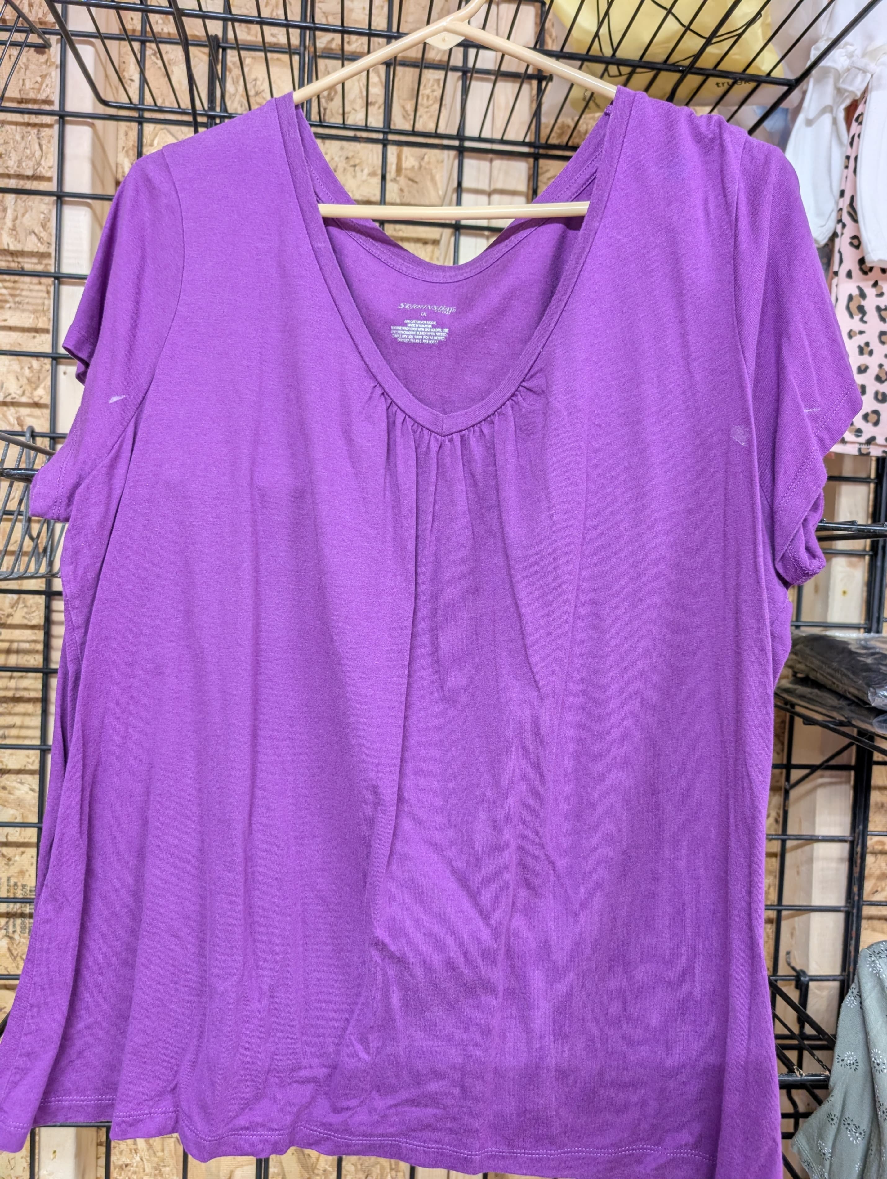 St. John's Bay Purple V-Neck Top 1X