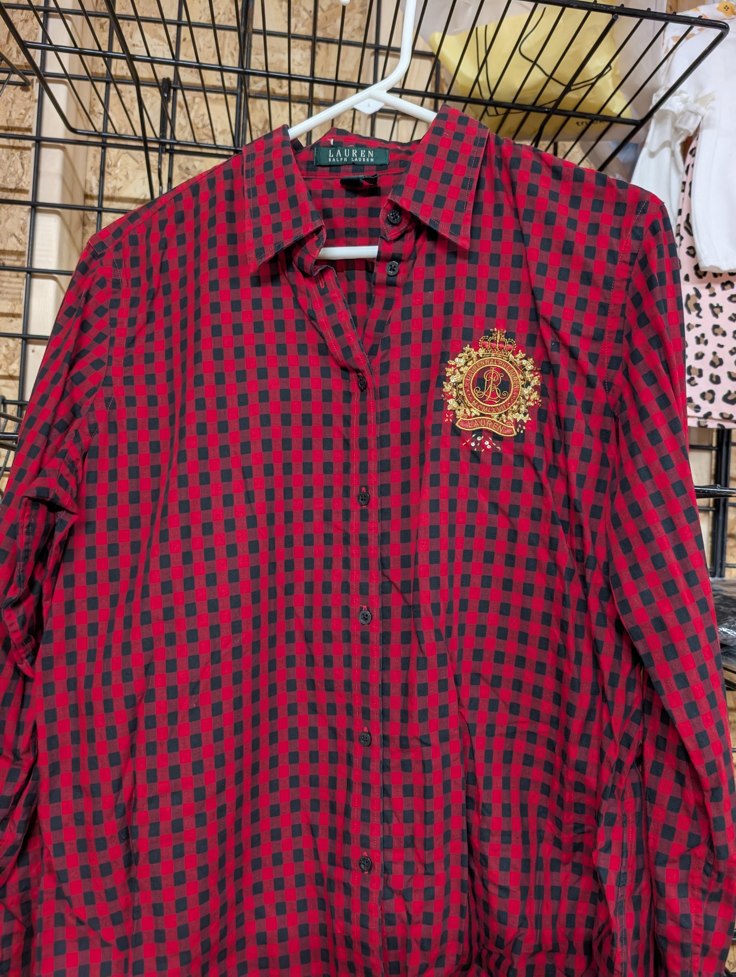 Lauren Ralph Lauren Red Plaid Shirt Size L