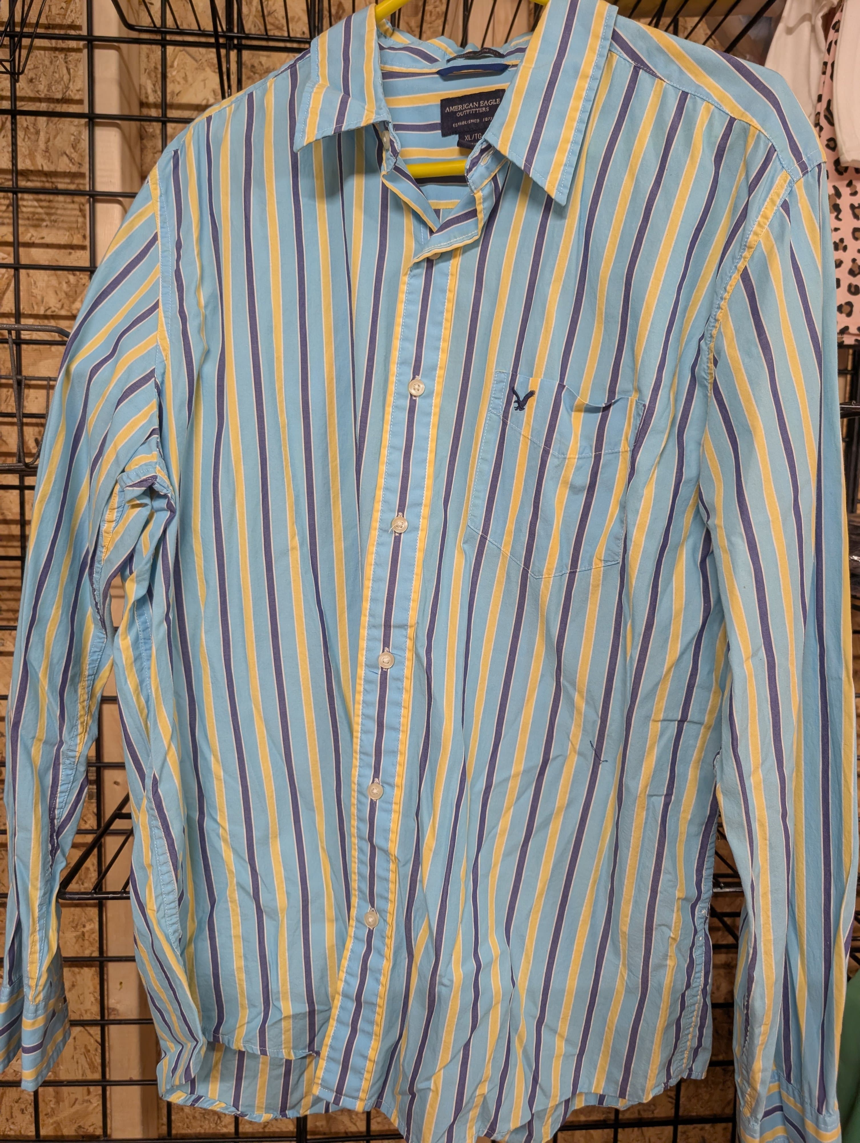 American Eagle Striped Button-Up Shirt XL