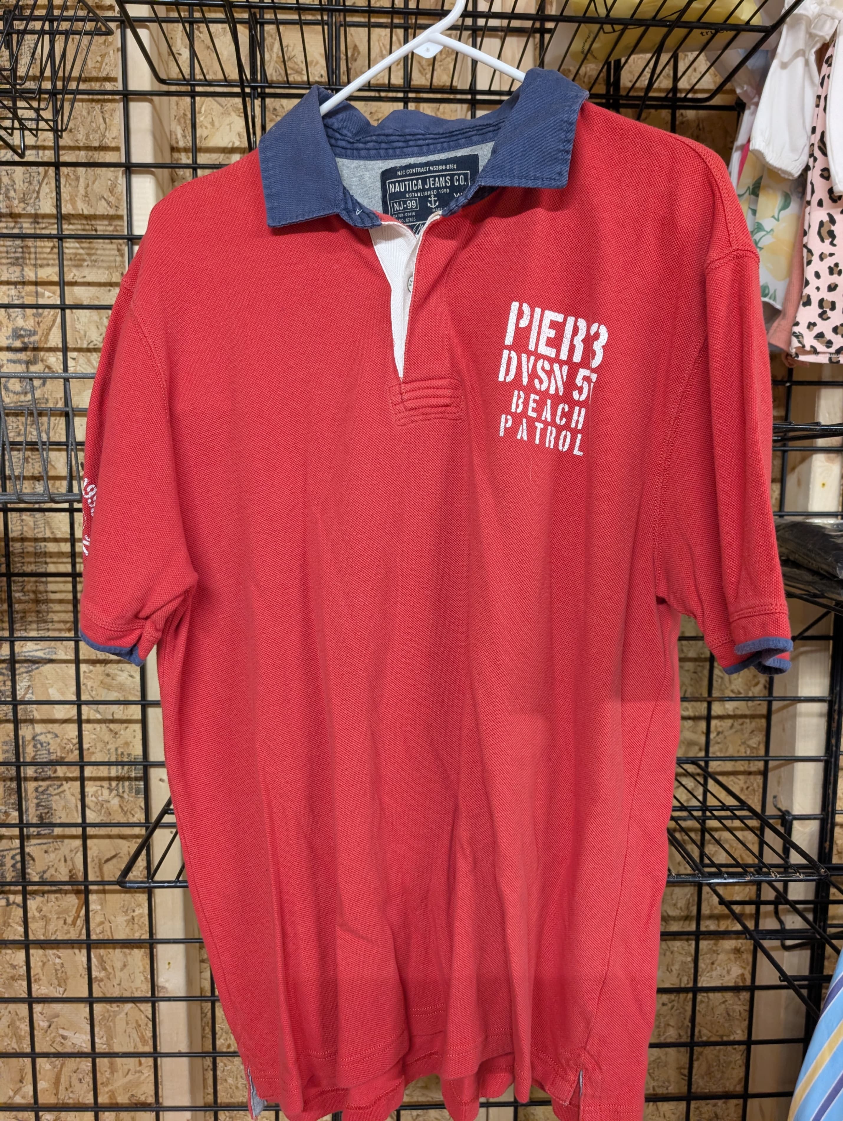 Nautica Jeans Co. Red Polo Shirt XL 100% Cotton