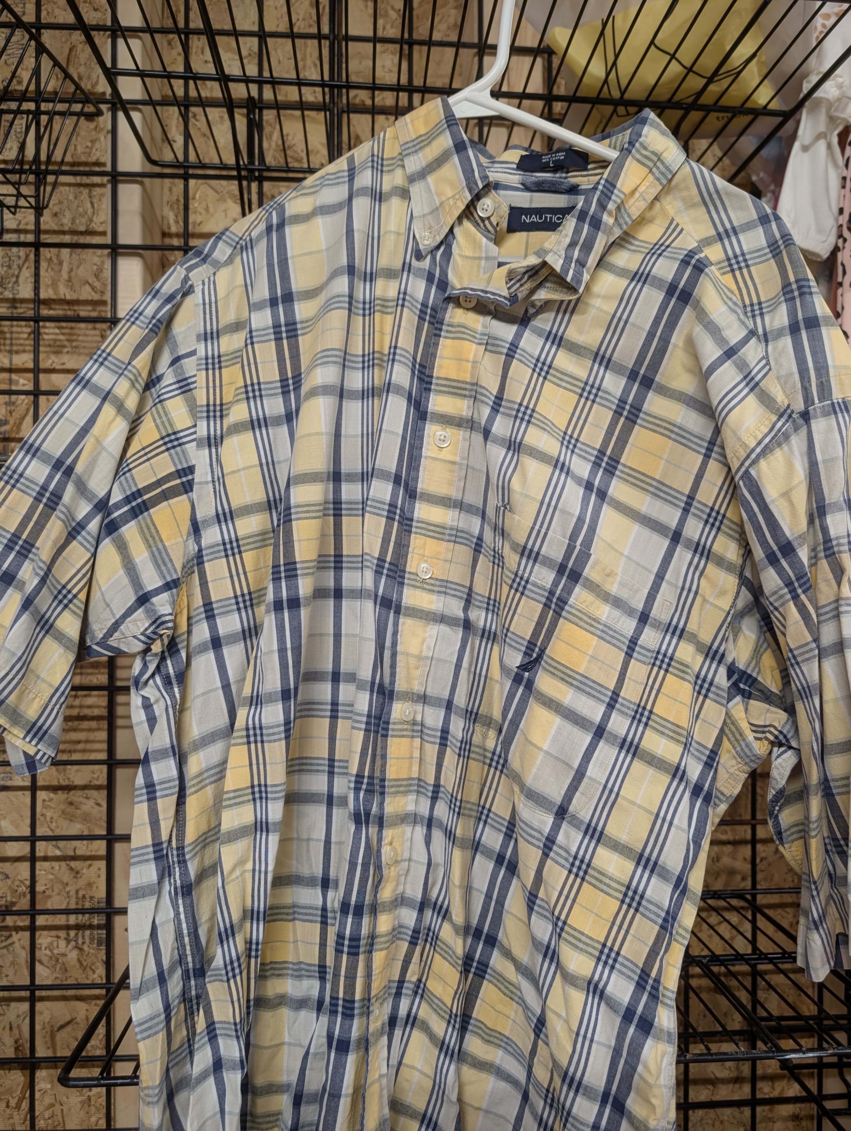 Nautica Men's Plaid Short Sleeve Shirt Size L