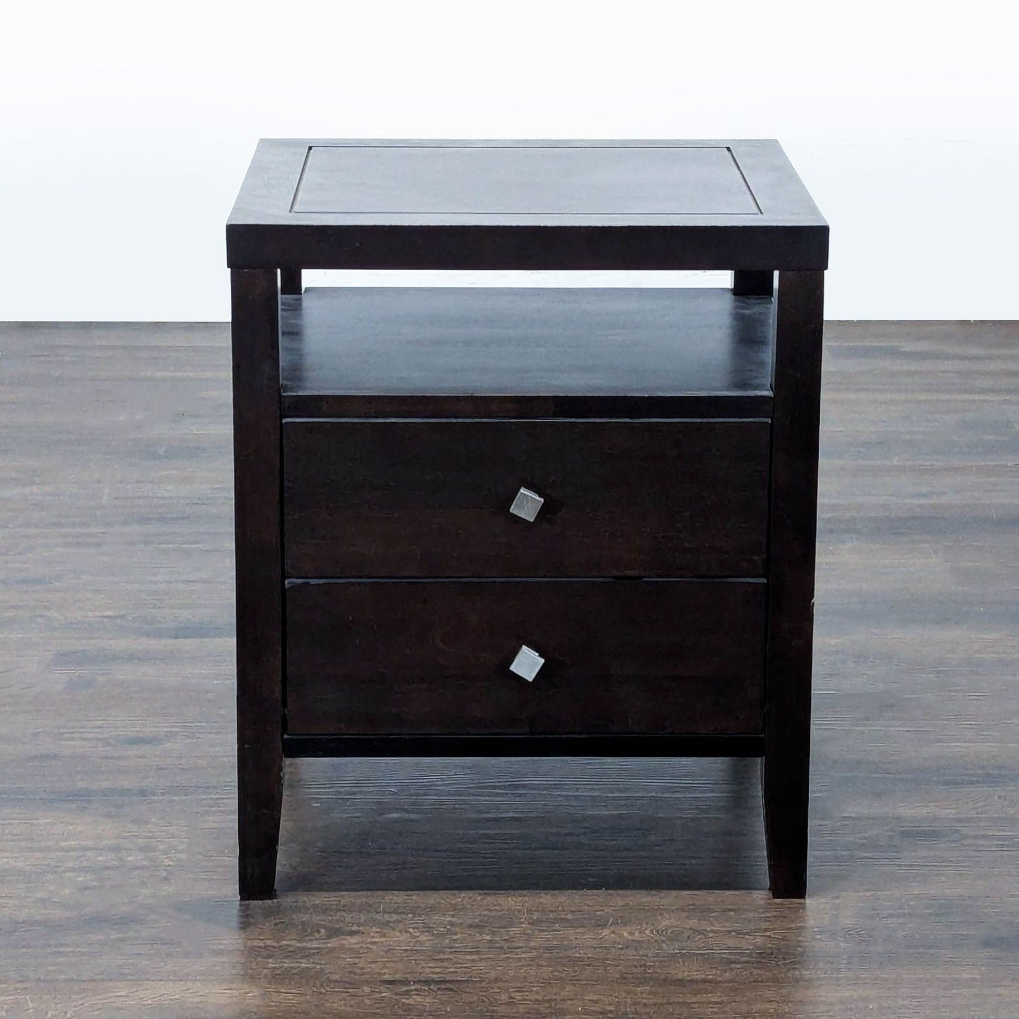 Two Drawer Nightstand with Open Shelf
