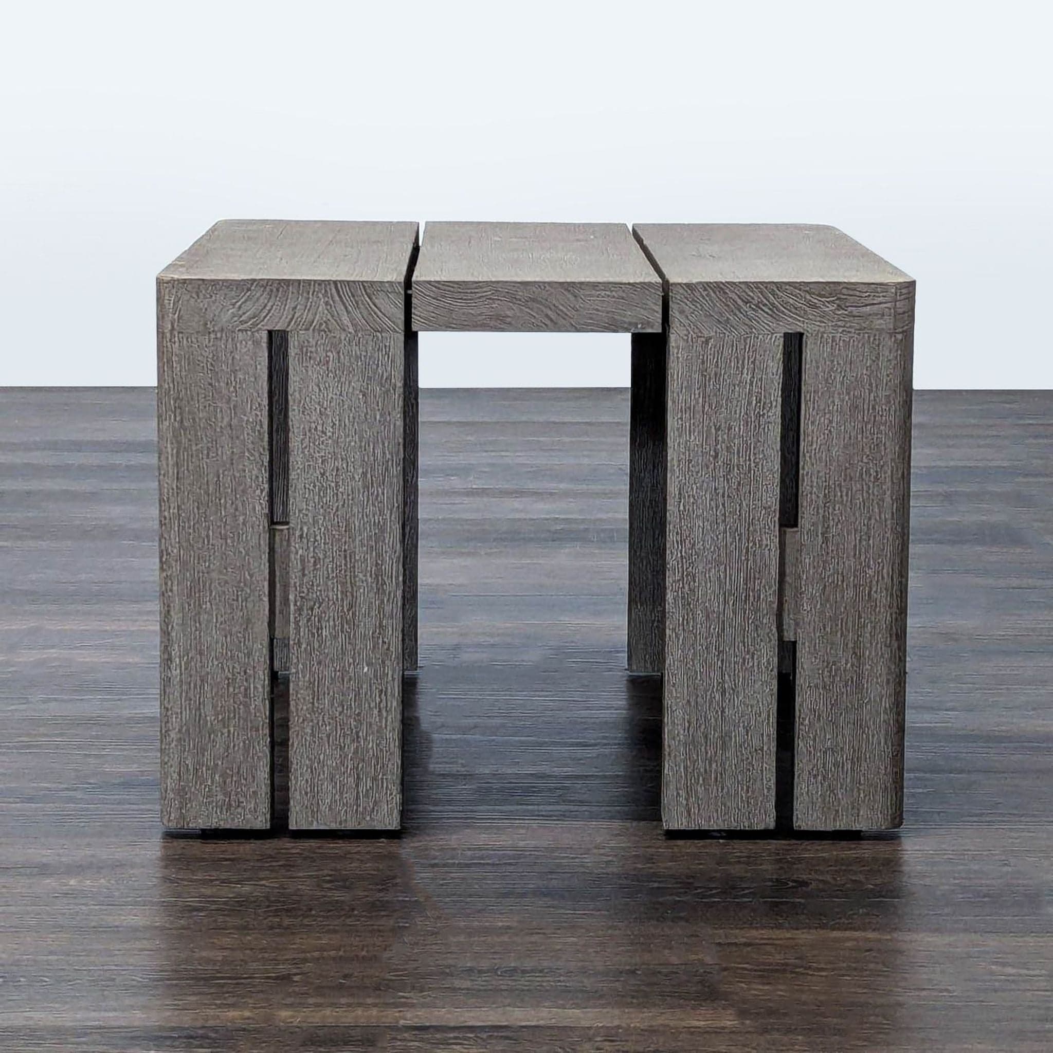 Restoration Hardware Matira Modern Gray Wood Outdoor Side Table