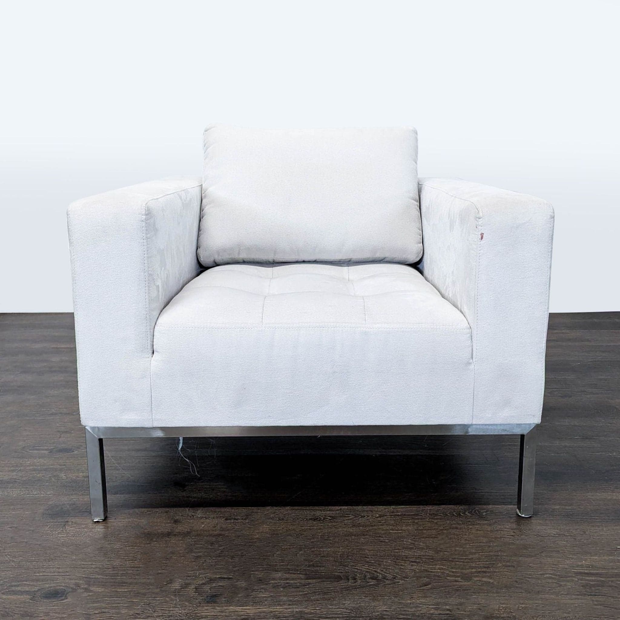 Modern White Lounge Chair with Metal Legs