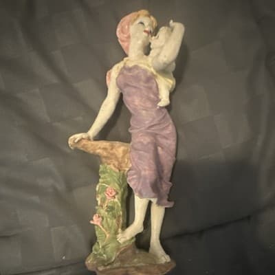 Hand Painted Ceramic Figurine Woman with Child Multicolor