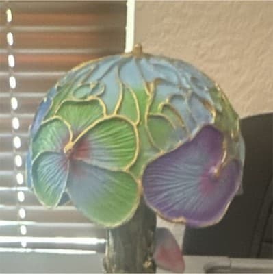 Multicolor Floral Accent Table Lamp, Corded Power, Wall Switch Control