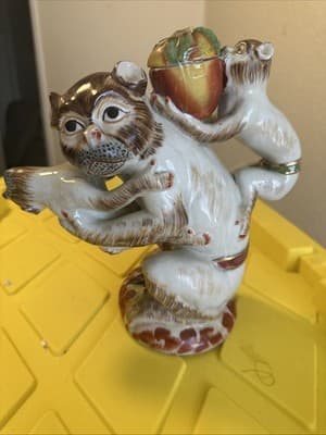 Vintage Porcelain Monkey Teapot w/ Blank English Registry Mark on Base- on Cover