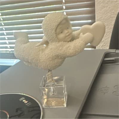 Department 56 Snowbabies Porcelain Angel Figurine Holding Heart White