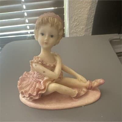 Ballerina Resin Figurine Pink Dress Ballet Sculpture for Girls Kids